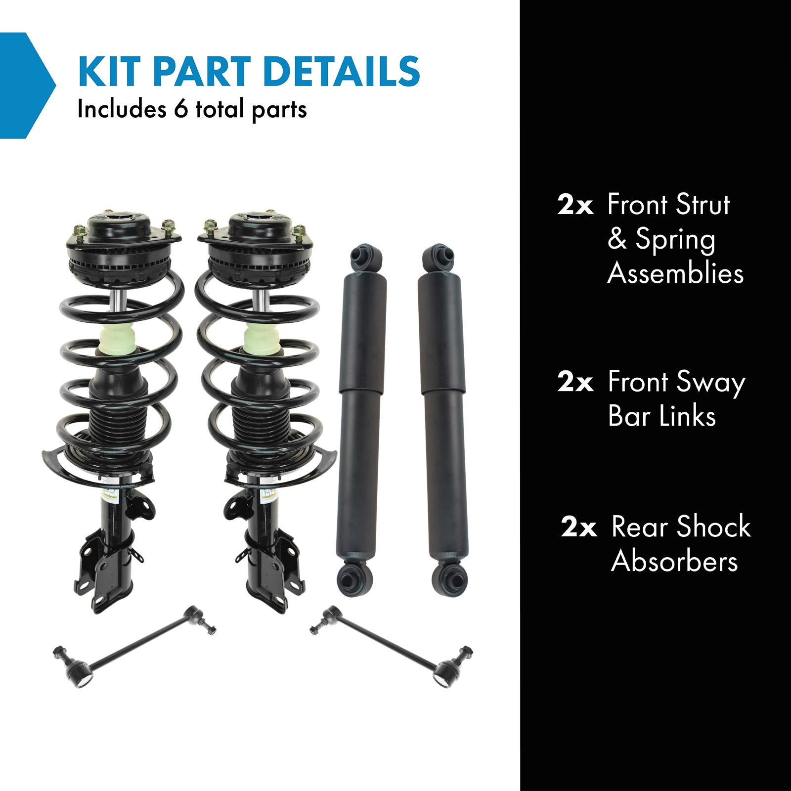 TRQ Front and Rear Suspension Kit Complete Strut & Coil Spring Assembly Shock Absorber Sway Bar Stabilizer Link Compatible with 2008-2016 Chrysler Town & Country 2008-2020 Dodge Grand Caravan