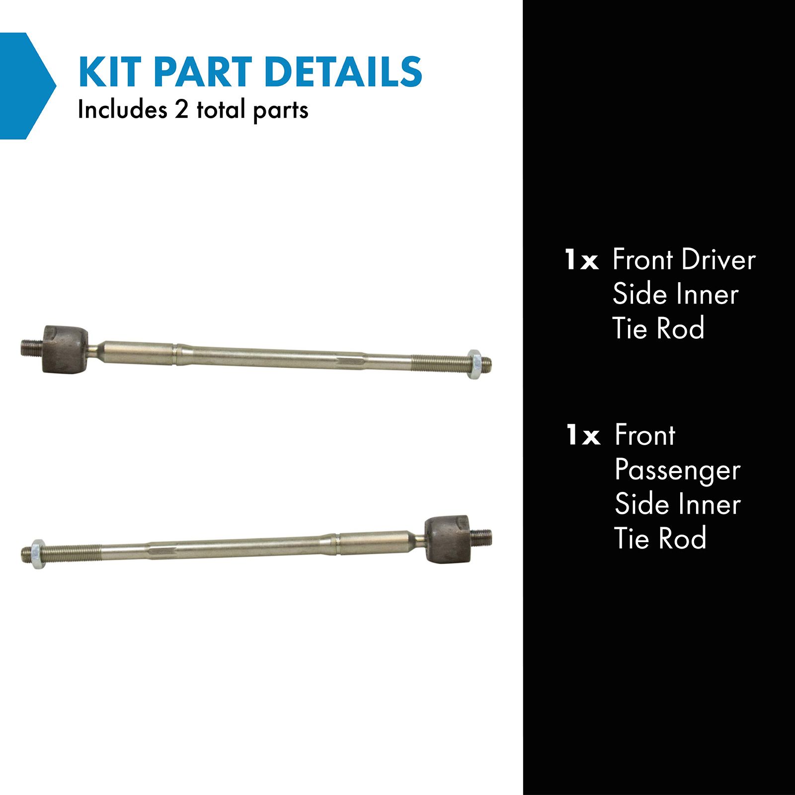 TRQ Inner Driver and Passenger Side Tie Rod Set 2 Piece Compatible with 2011-2016 Chrysler Town and Country 2011-2020 Dodge Grand Caravan 2012-2015 Ram Cargo Van