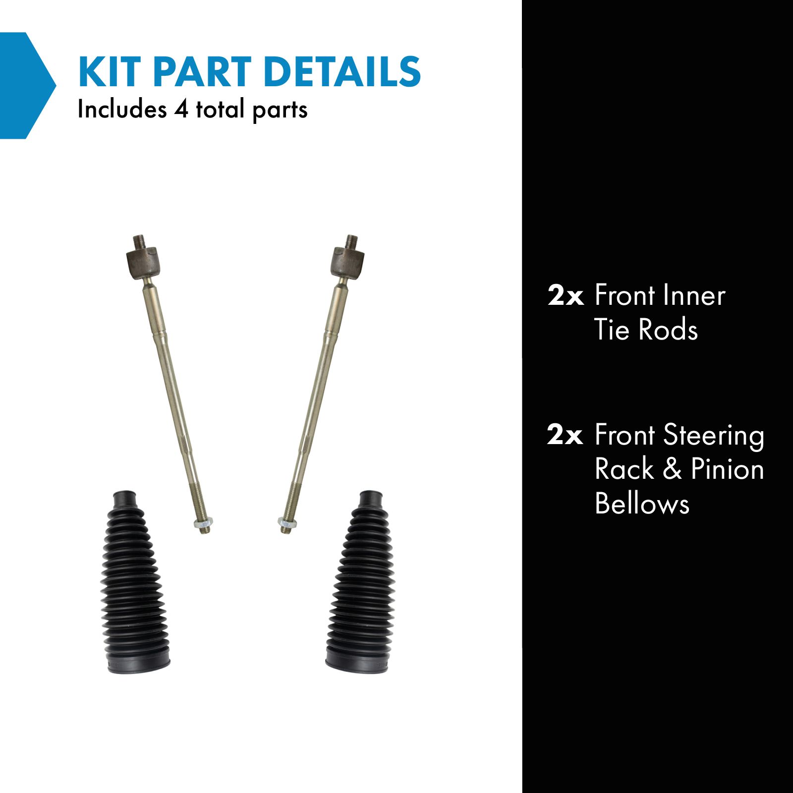 TRQ Front Steering Kit Steering Rack & Pinion Bellow Tie Rod Compatible with 2011-2016 Chrysler Town & Country 2011-2019 Dodge Grand Caravan 2012-2015 Ram C/V