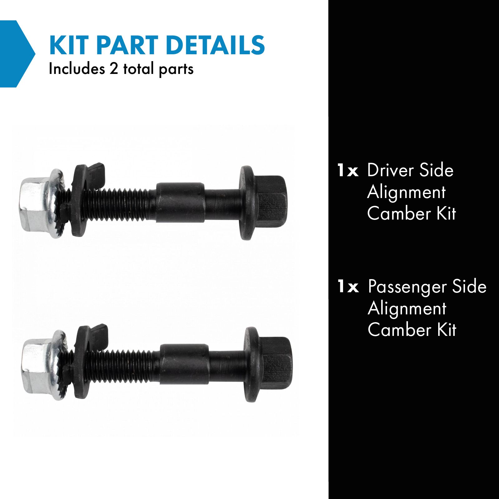 TRQ Suspension Alignment Camber Bolts 12mm Compatible with 81–03 Ford Escort 97–23 Chevrolet Malibu 11–19 Cruze 18–23 Equinox 18–23 Traverse 19–23 Blazer 13–23 Spark 11–19 Volt 14–20 Impala