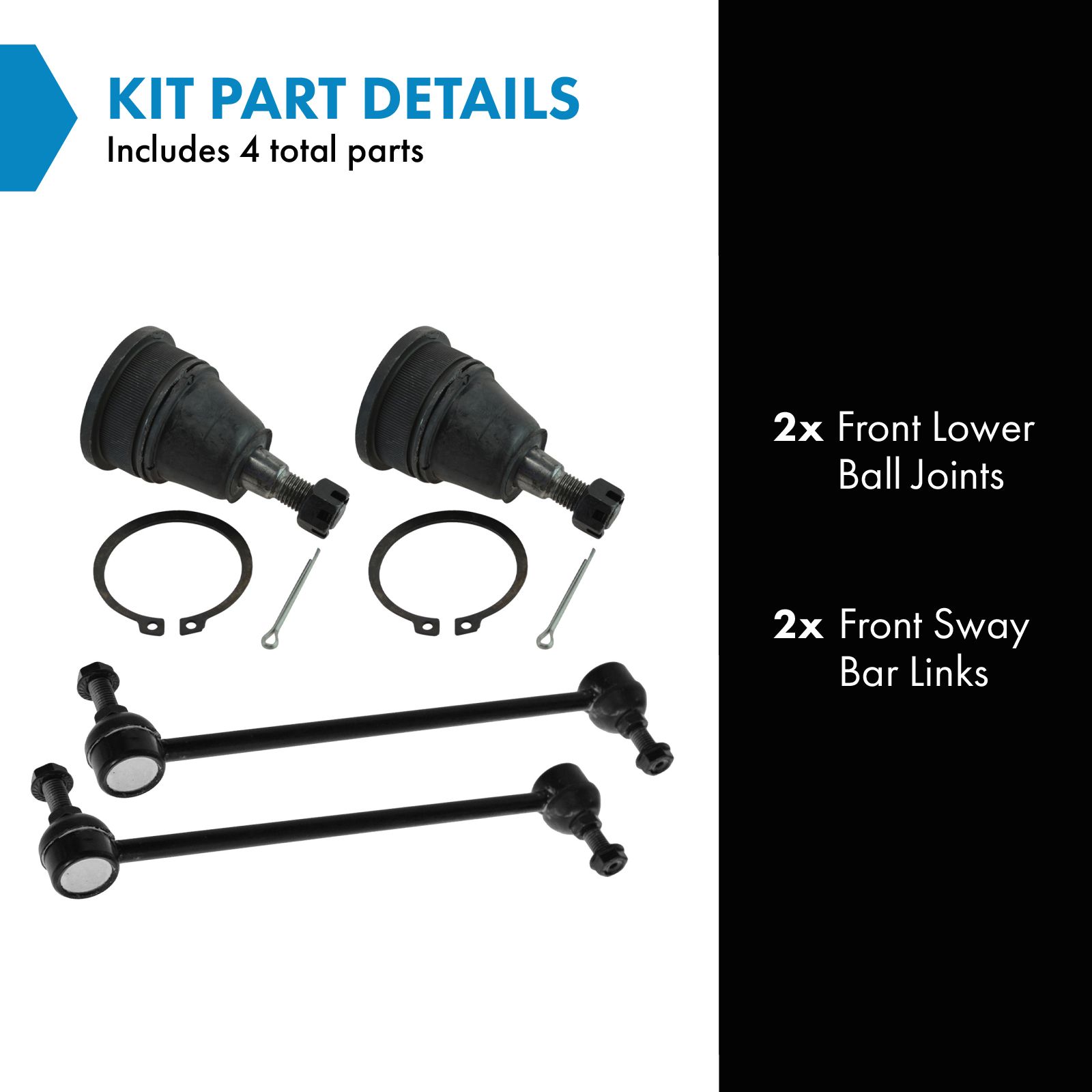 TRQ Front Suspension Kit Ball Joint Sway Bar Stabilizer Link Compatible with 2008-2016 Chrysler Town & Country 2008-2018 Dodge Grand Caravan 2012-2015 Ram C/V 2009-2014 Volkswagen Routan