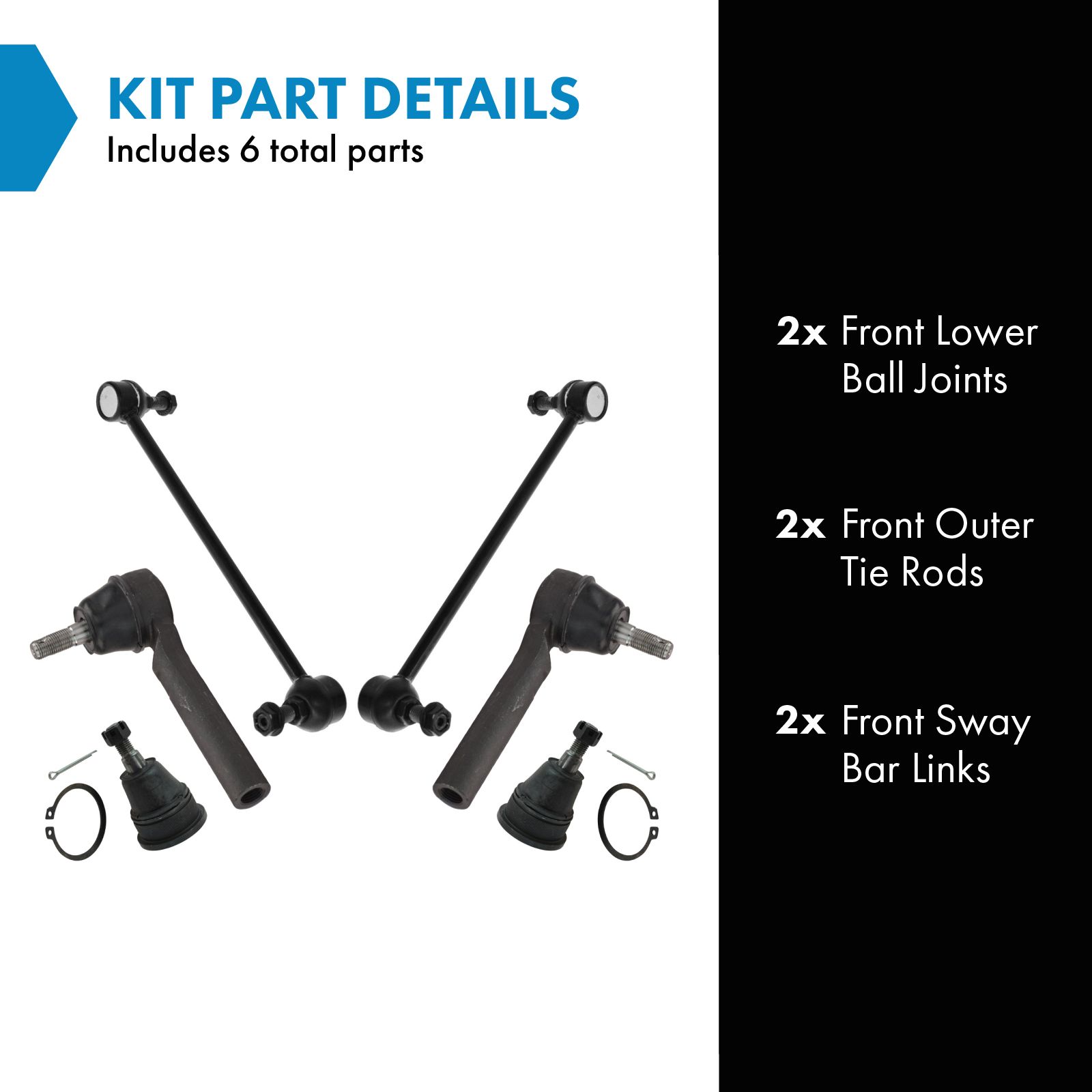 TRQ Front Steering & Suspension Kit Compatible with 2008-2016 Chrysler Town & Country 2008-2018 Dodge Grand Caravan 2012-2015 Ram C/V 2009-2013 Volkswagen Routan