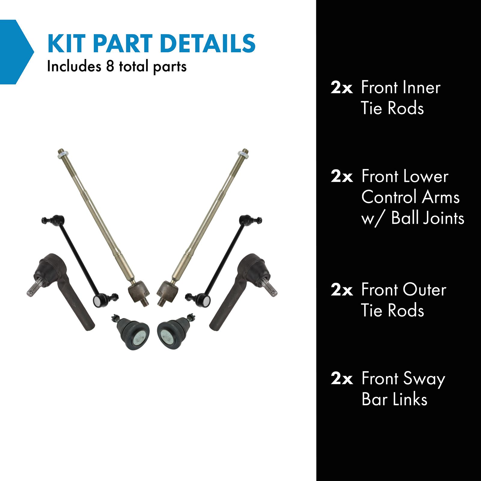 TRQ Front Steering & Suspension Kit Compatible with 2011-2016 Chrysler Town & Country 2011-2018 Dodge Grand Caravan 2012-2015 Ram C/V