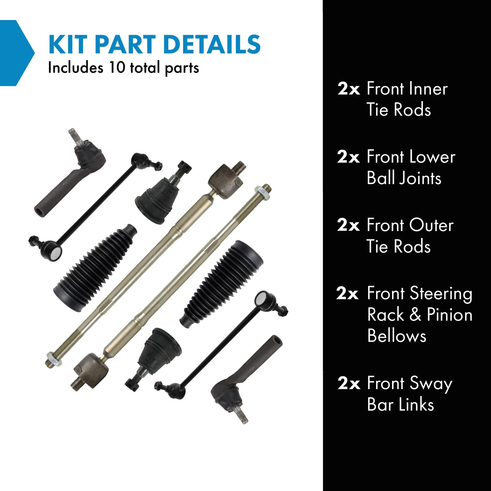 TRQ Front Steering & Suspension Kit Compatible with 2011-2016 Chrysler Town & Country 2011-2018 Dodge Grand Caravan 2012-2015 Ram C/V