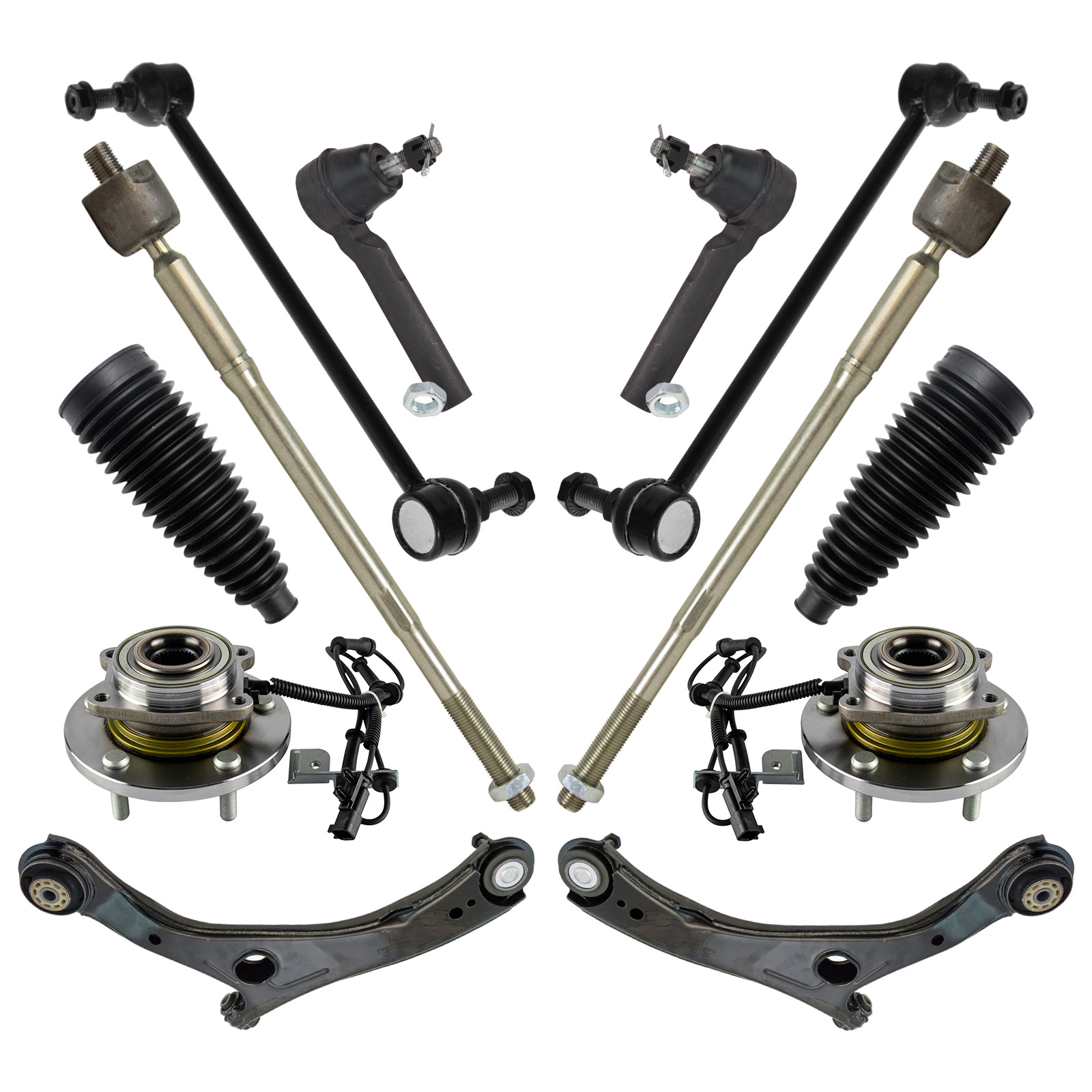 TRQ Front Steering Suspension Drivetrain Kit Compatible with 2012-2016 Chrysler Town & Country 2012-2019 Dodge Grand Caravan 2012-2015 Ram C/V