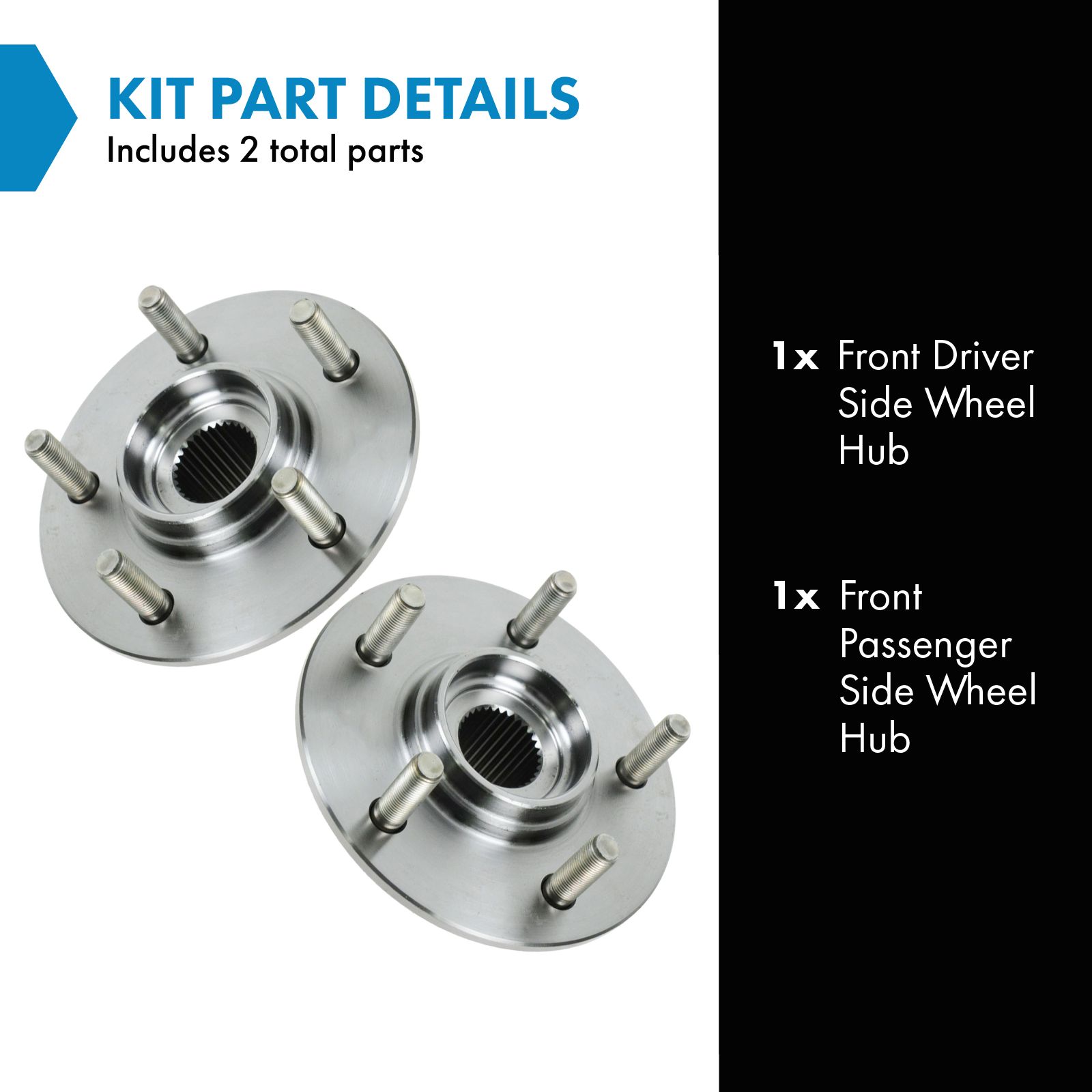 TRQ Front Wheel Hub Driver LH Side & Passenger RH Side 2 Piece Set for 1993 1994 1995 1996 1997 1998 1999 2000 2001 2002 Mercury Villager 1993 1994 1995 1996 1997 1998 1999 2000 2001 2002 Nissan Quest