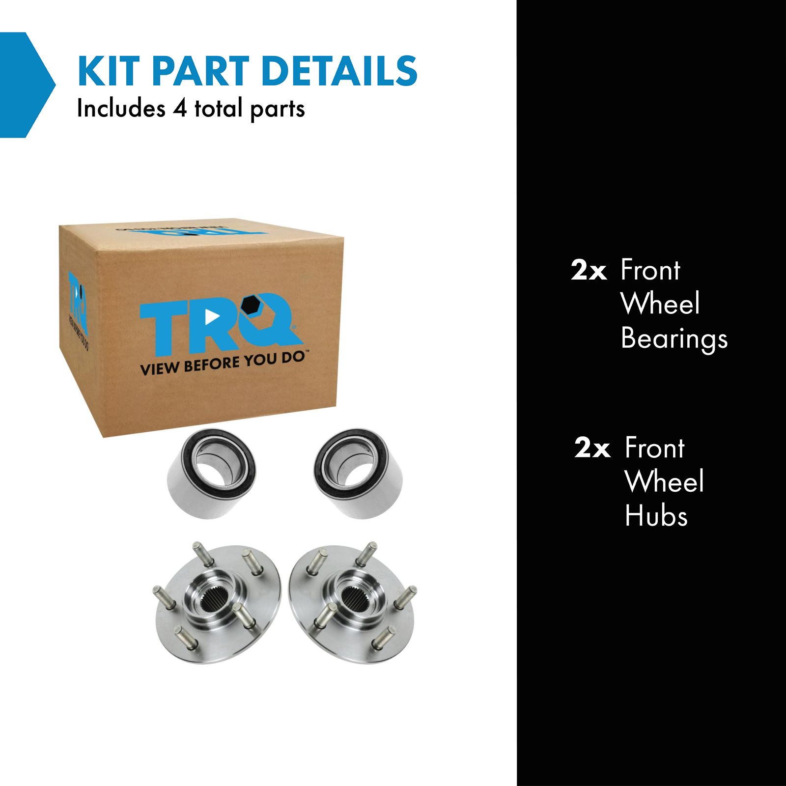 TRQ 2 Piece Front Wheel Bearing & Hub Kit Set Compatible with 1993-2002 Mercury Villager Nissan Quest