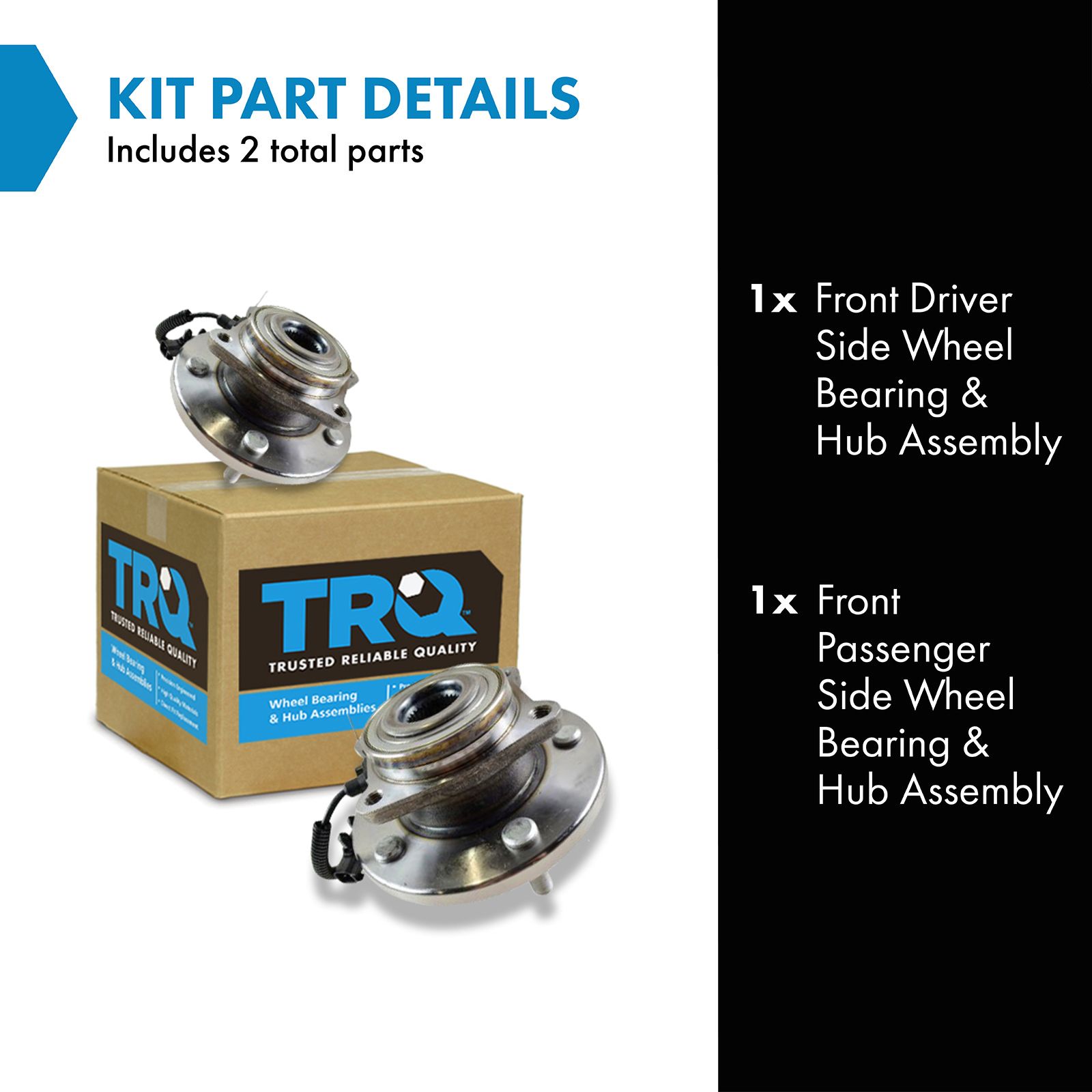 TRQ Front Driver and Passenger Side Wheel Bearing and Hub Assembly Set 2 Piece Compatible with 08-16 Chrysler Town and Country 08-20 Dodge Grand Caravan 12-15 Ram Cargo Van 09-14 Volkswagen Routan