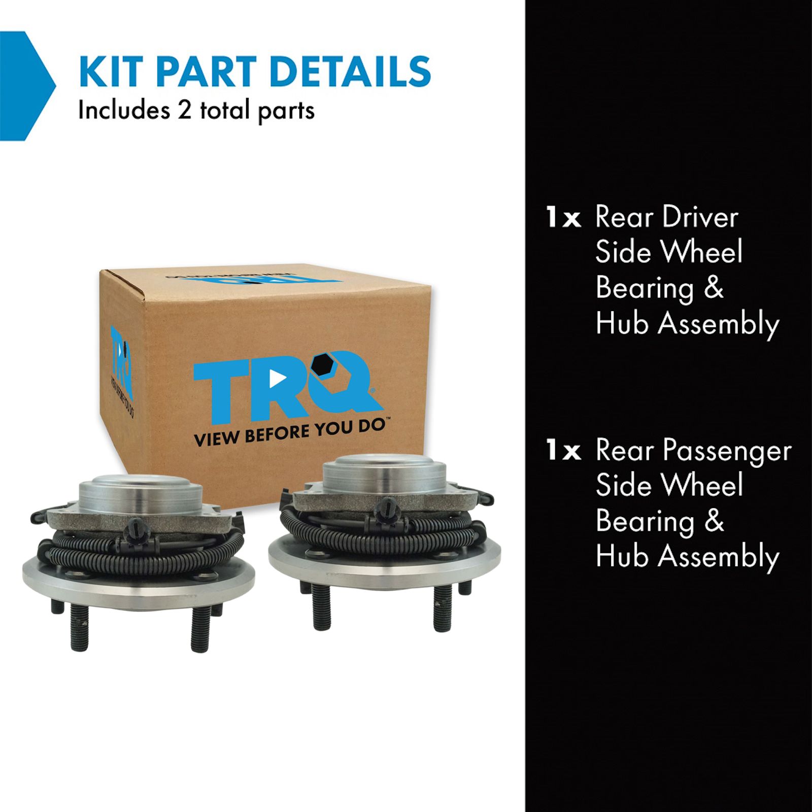 TRQ Rear Driver and Passenger Side Wheel Bearing and Hub Assembly Set 2 Piece Compatible with 12-16 Chrysler Town and Country 12-20 Dodge Grand Caravan 12-15 Ram C V 12-14 Volkswagen Routan