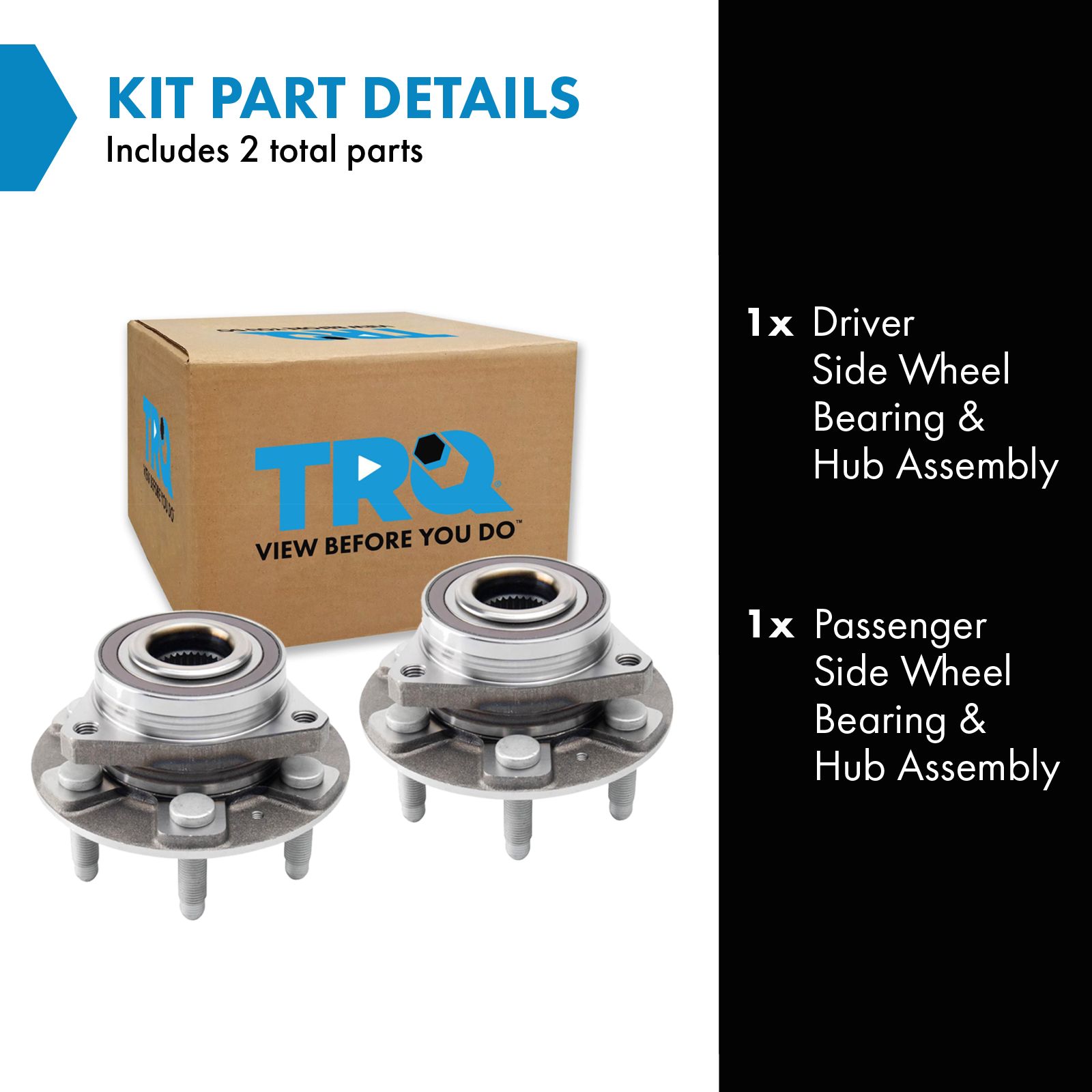 TRQ Driver and Passenger Side Wheel Bearing and Hub Assembly Set 2 Piece Compatible with 18-22 Buick Enclave 17-22 Cadillac XT5 20-22 XT6 18-22 Chevrolet Traverse 17-22 GMC Acadia