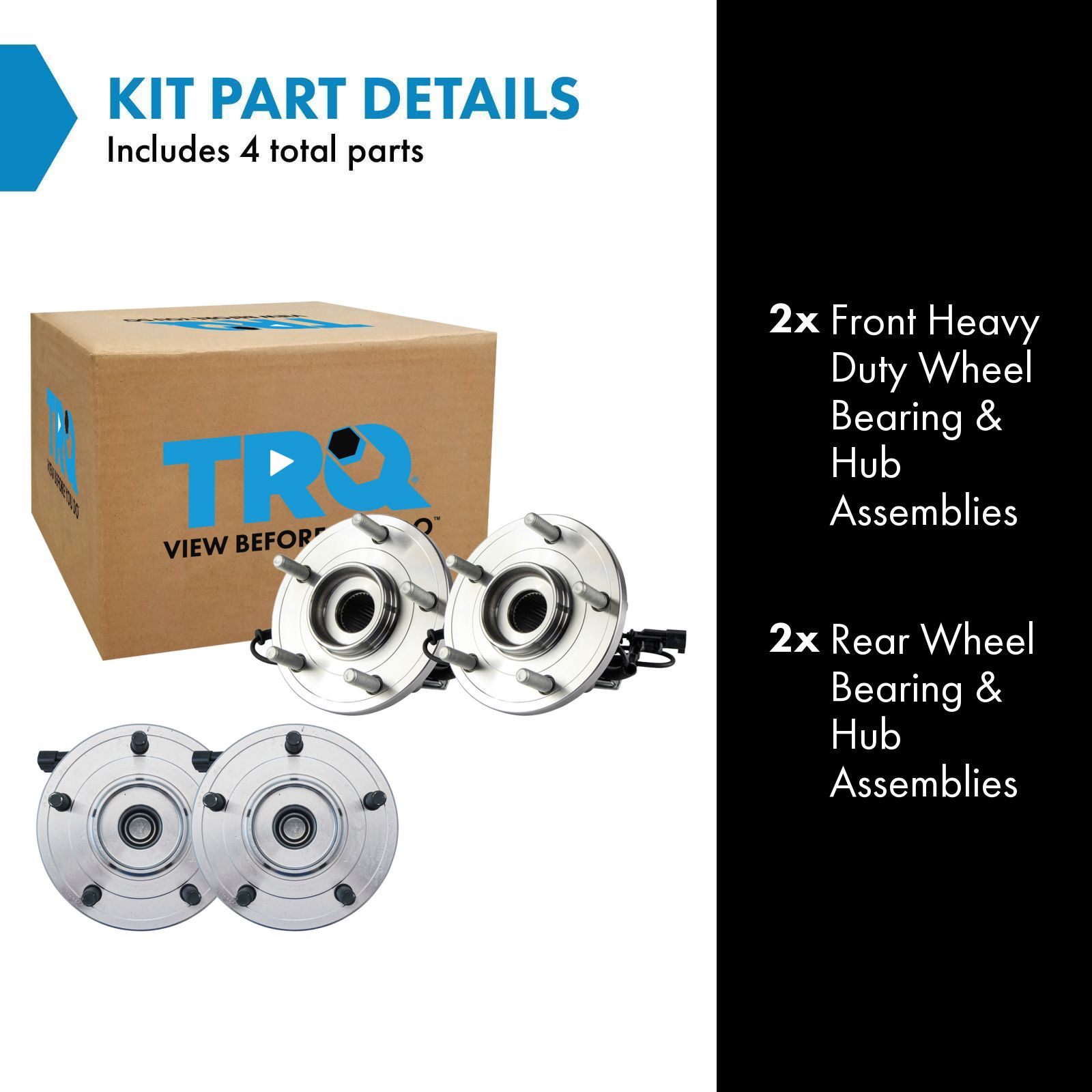 TRQ 2 Piece Wheel Bearing & Hub Assembly Set Compatible with 2012-2016 Chrysler Town & Country 2012-2020 Dodge Grand Caravan 2012-2015 Ram C/V 2013-2014 Volkswagen Routan