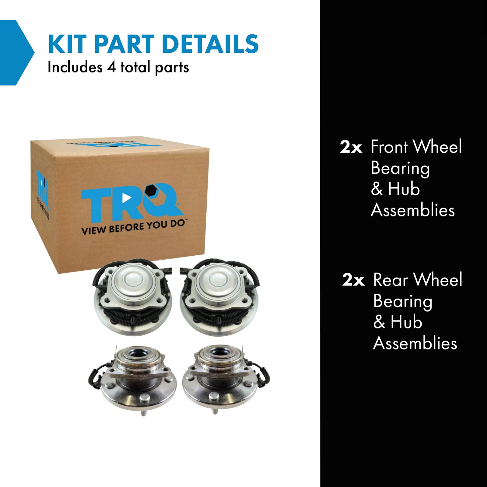 TRQ 2 Piece Wheel Bearing & Hub Assembly Set Compatible with 2012-2016 Chrysler Town & Country 2012-2020 Dodge Grand Caravan 2012-2015 Ram C/V 2012-2014 Volkswagen Routan