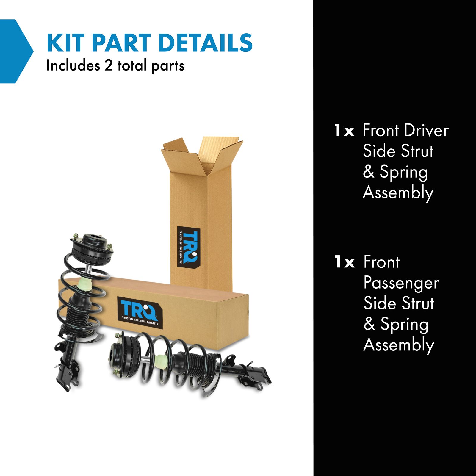 TRQ Front Driver Side Strut and Spring Assembly Set Loaded Compatible with 08–16 Chrysler Town & Country 08–20 Dodge Grand Caravan