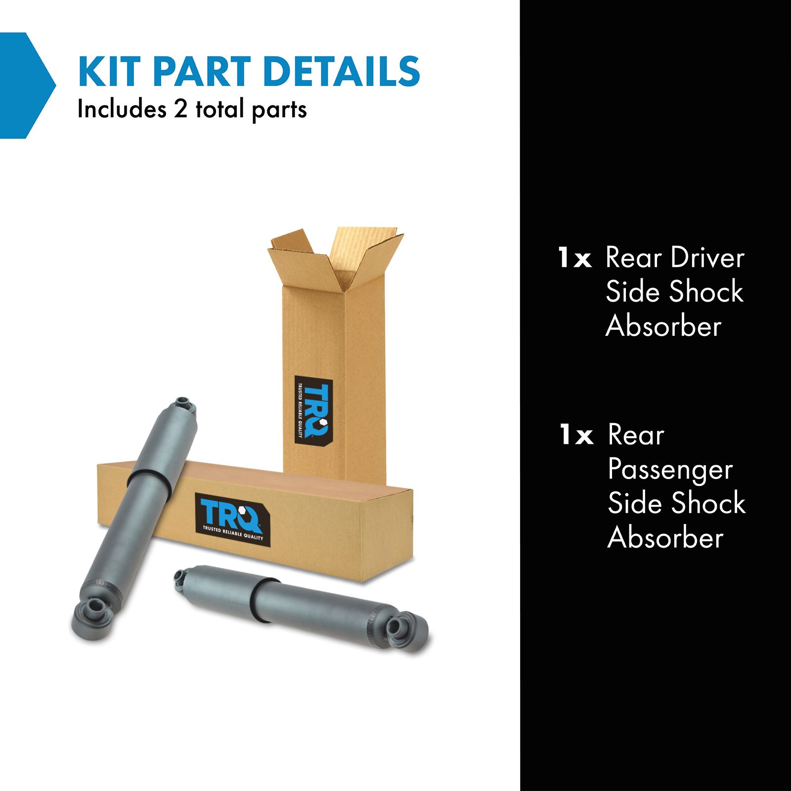 TRQ Rear Shock Absorber Set Driver & Passenger Side Compatible with 2008-2016 Chrysler Town & Country 2008-2020 Dodge Grand Caravan 2012-2015 Ram C/V 2009-2014 Volkswagen Routan