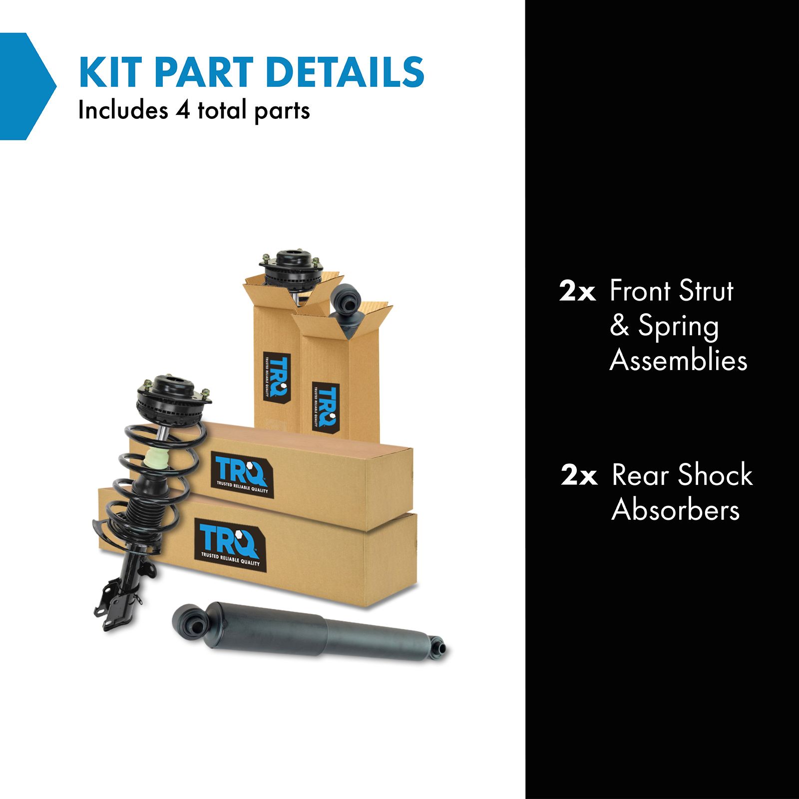 TRQ Front and Rear Complete Strut Assembly & Shock Absorber Kit Complete Strut & Coil Spring Assembly Compatible with 2008-2016 Chrysler Town & Country 2008-2020 Dodge Grand Caravan