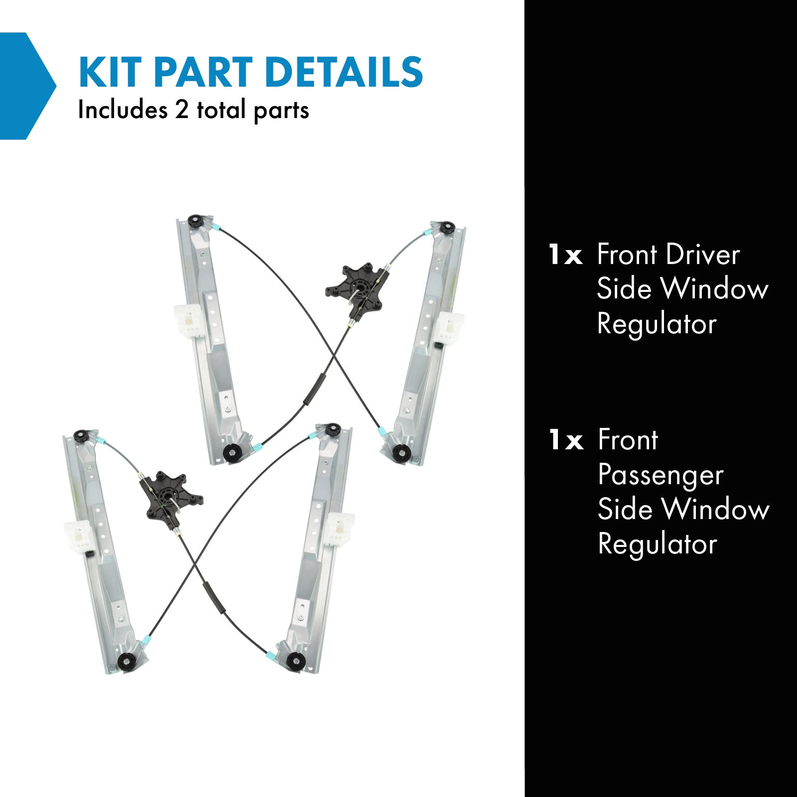 TRQ Front Power Window Regulator Set Compatible with 2008-2016 Chrysler Town & Country 2008-2018 Dodge Grand Caravan 2012-2015 Ram C/V 2009-2014 Volkswagen Routan