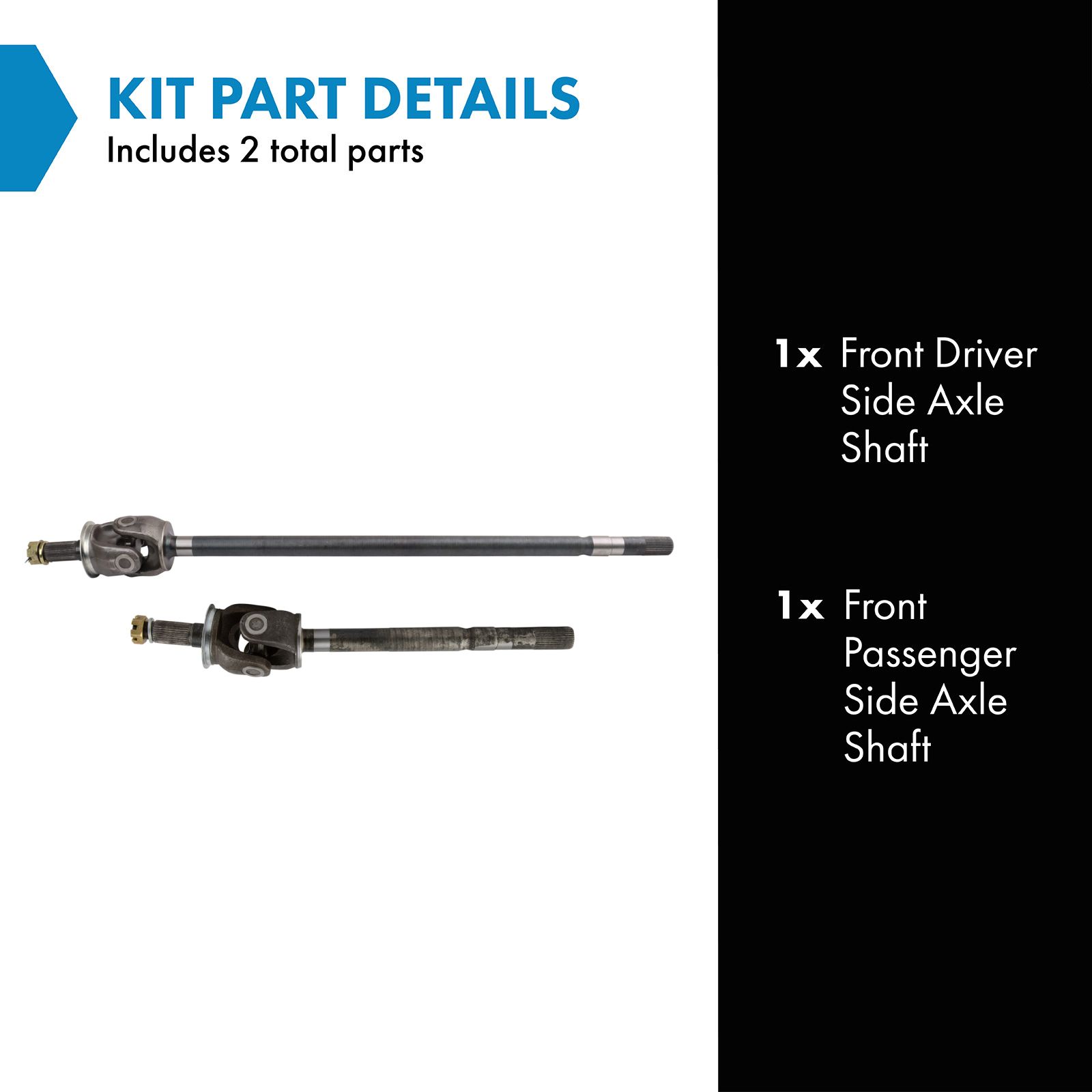 TRQ Front Driver & Passenger Side Axle Shaft Set for 03-04 Dodge Ram 1500 05-08 Ram 2500 05-08 3500