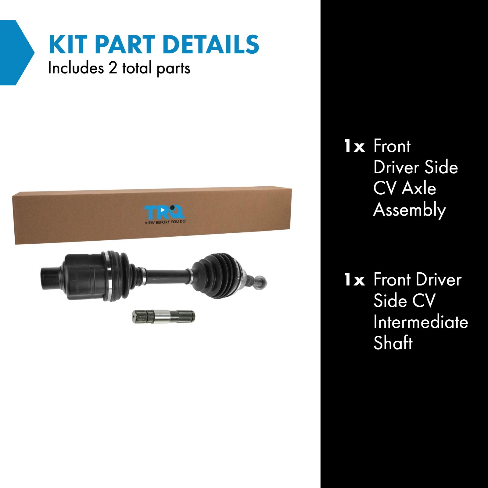 TRQ Front Inner & Outer CV C/V Axle Shaft Assembly Kit Driver Side Left LH for 2002-2005 Dodge Ram 1500 Pickup Truck
