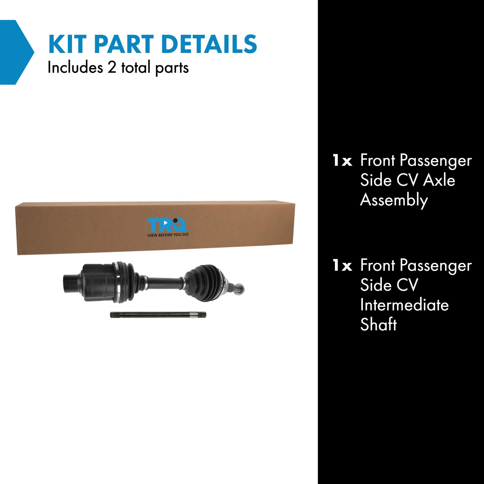 TRQ Front Inner & Outer CV C/V Axle Shaft Assembly Kit Passenger Side Right RH for 2002-2005 Dodge Ram 1500 Pickup Truck