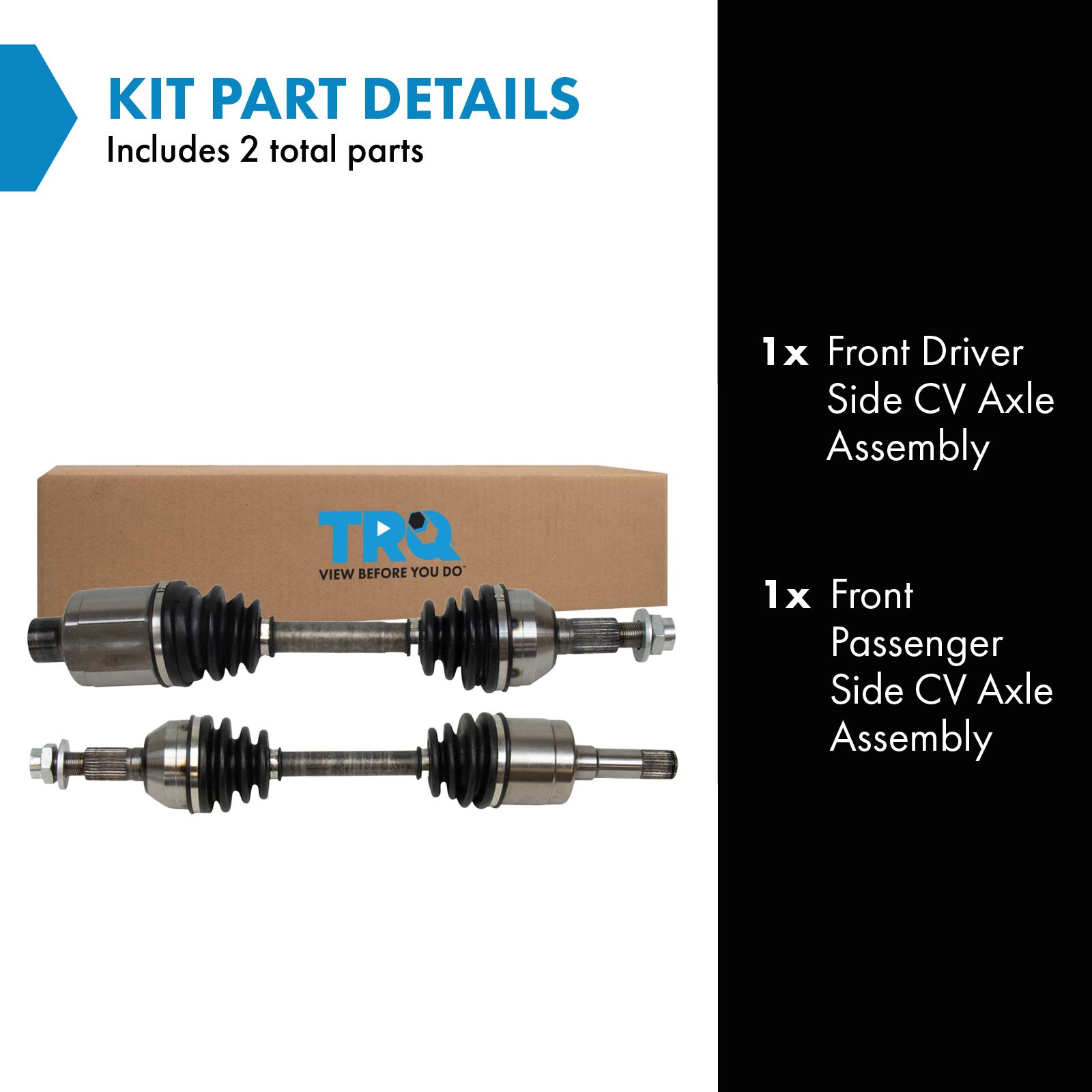 TRQ Front Driver and Passenger Side CV Axle Assembly Set 2 Piece Compatible with 08-10 Saturn Vue V6 3.5L 08-10 Vue V6 3.6L 08-09 Chevrolet Equinox 2008 Pontiac Torrent GXP AWD 2009 Torrent GXP FWD