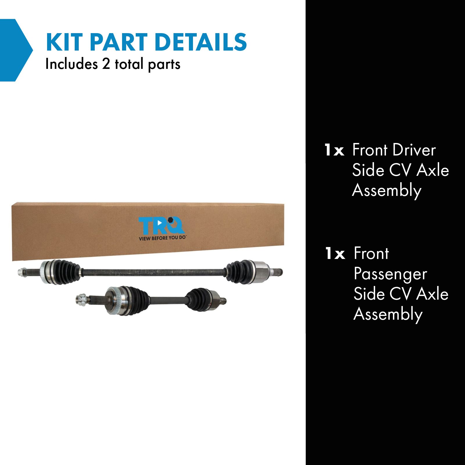TRQ Front Driver and Passenger Side CV Axle Assembly Set for 11-15 Hyundai Sonata Hybrid 11-12 Kia Optima Hybrid 14-16 Optima