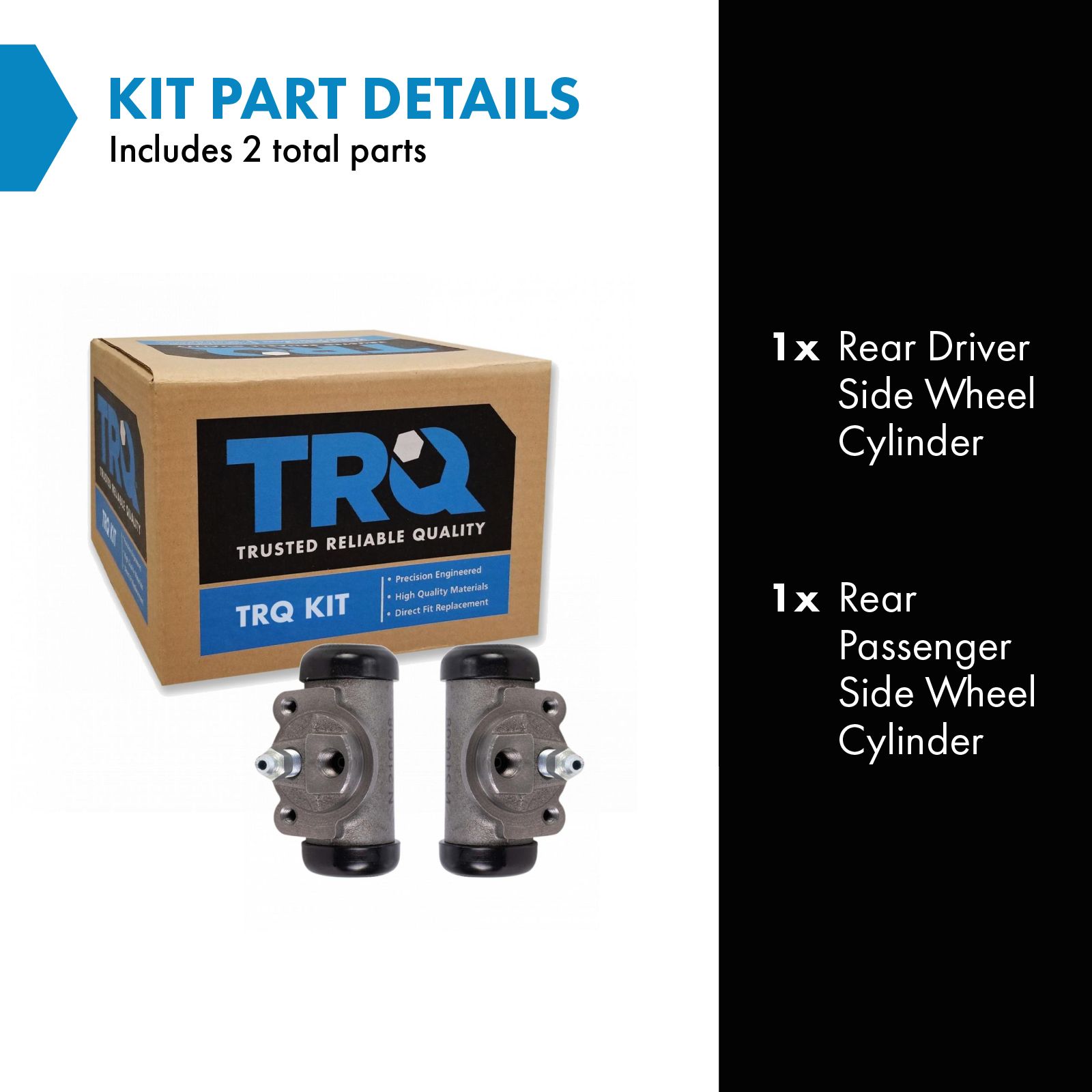 TRQ Rear Driver & Passenger Side Wheel Cylinder Set for 95-21 Toyota Tacoma