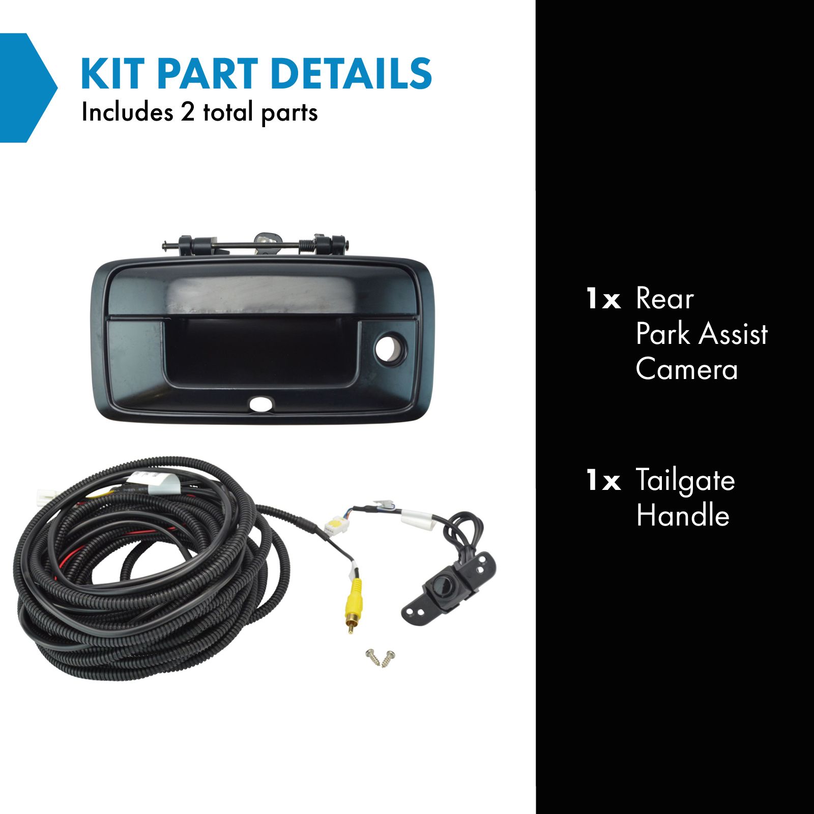 TRQ Rear View Camera Kit Compatible with 2014-2015 Chevrolet Silverado 1500 2015 Silverado 2500 HD 3500 HD GMC Sierra 1500 Sierra 2500 3500