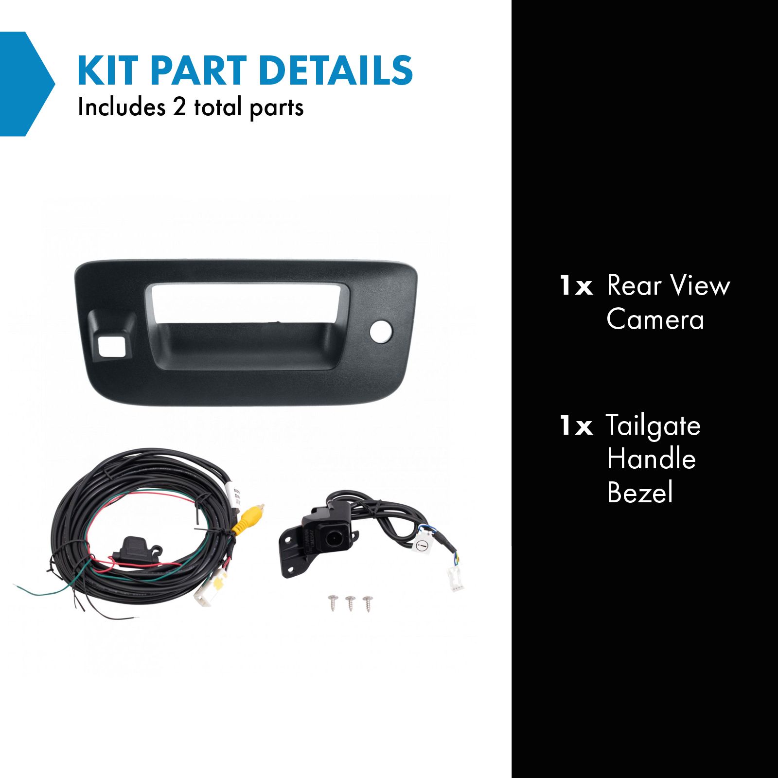 TRQ Rear Park Assist Camera Kit Black 2 Piece Compatible with 2007-2013 Chevrolet Silverado 1500 2007-2014 Silverado 2500 HD 3500 HD GMC Sierra 1500 Sierra 2500 3500