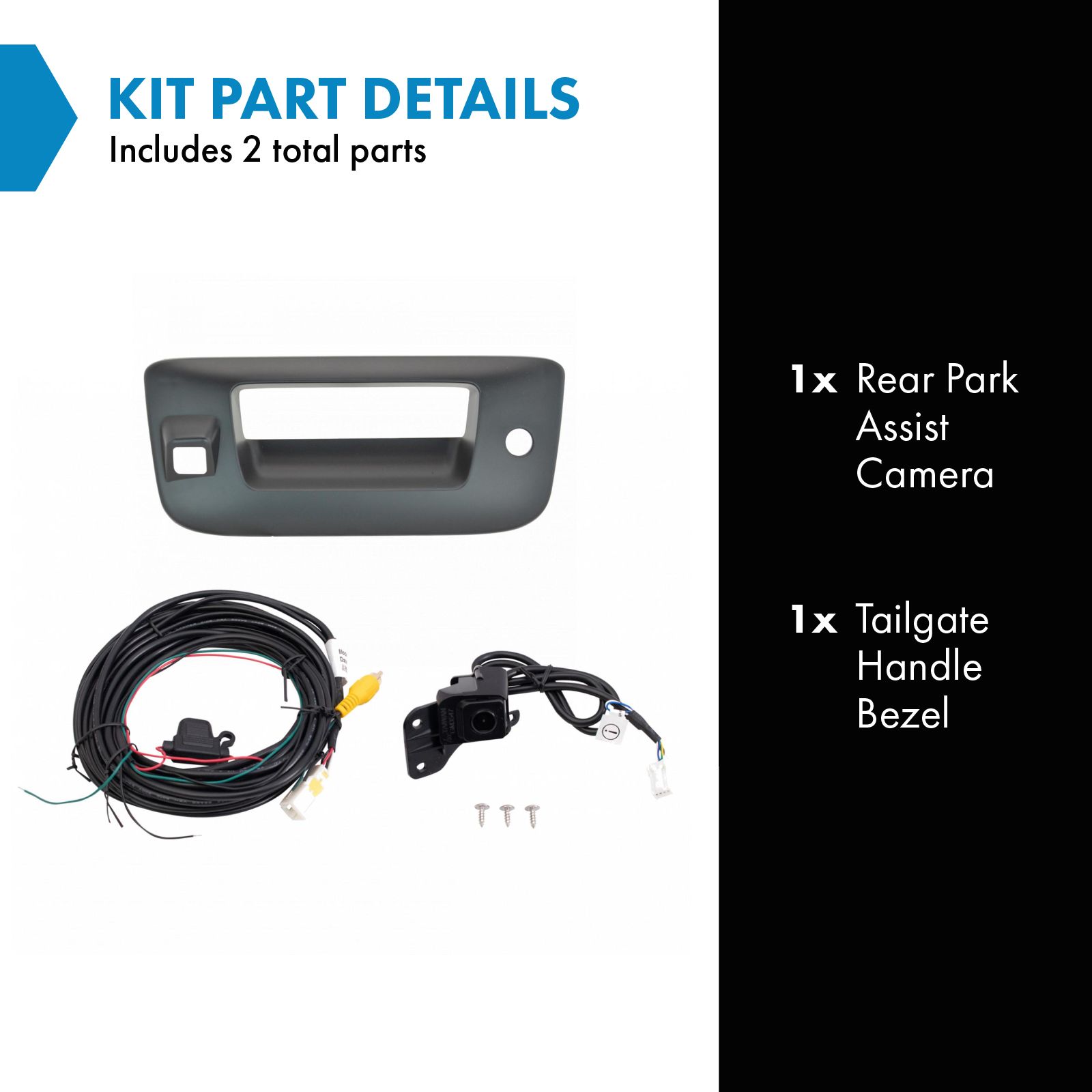 TRQ Rear Park Assist Camera Kit 2 Piece Compatible with 2007-2013 Chevrolet Silverado 1500 2007-2014 Silverado 2500 HD 3500 HD GMC Sierra 1500 Sierra 2500 3500