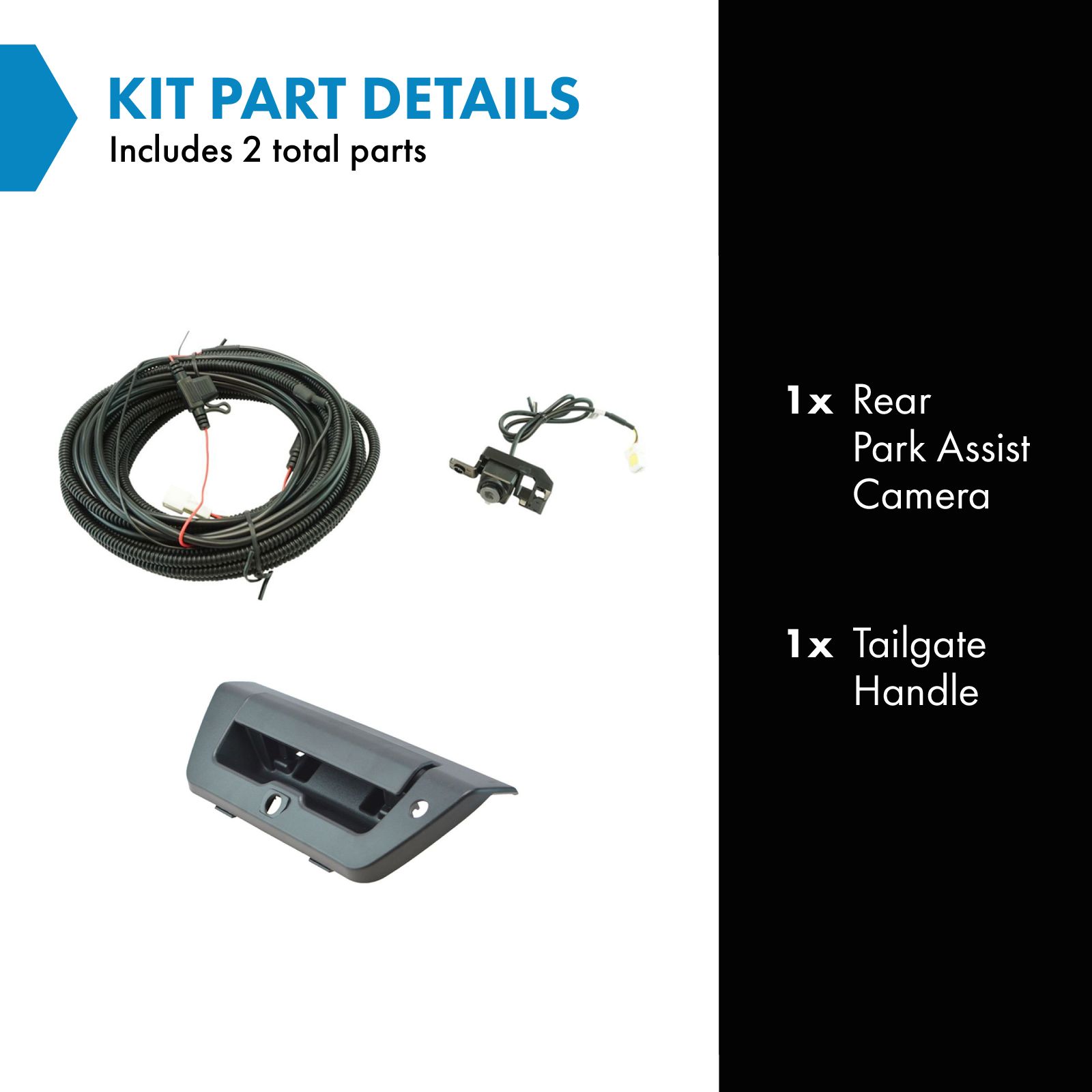 TRQ Rear View Camera Kit Black Compatible with 2015-2016 Ford F-150