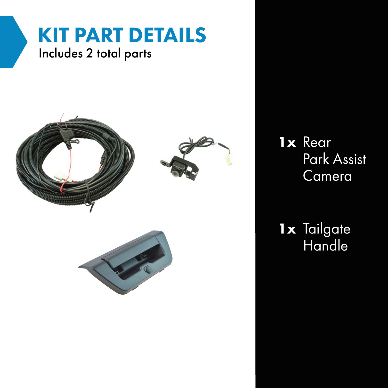 TRQ Rear View Camera Kit Black Compatible with 2015-2016 Ford F-150
