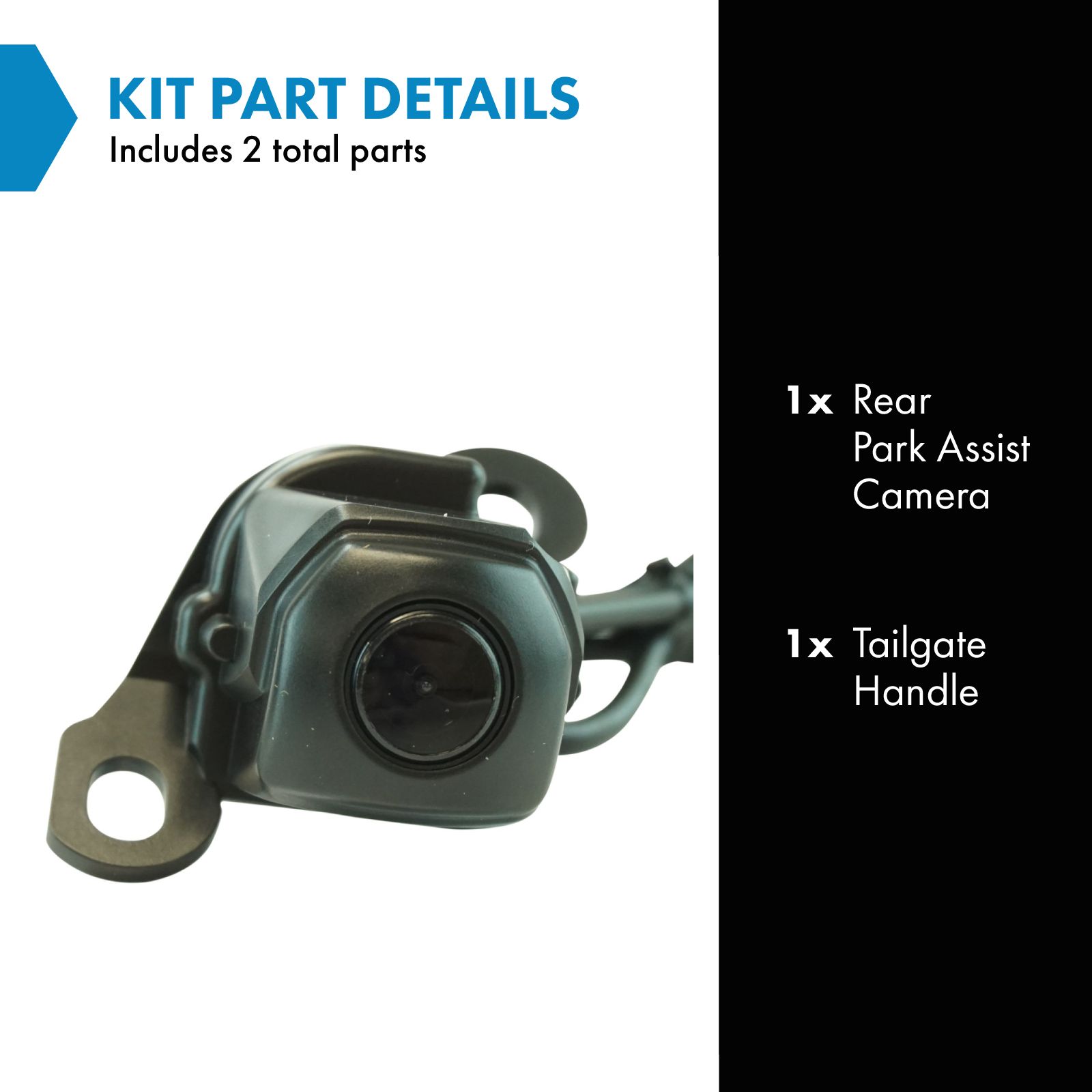 TRQ Rear View Camera Add On Kit w/ Wiring Harness & Tailgate Handle Compatible with Toyota
