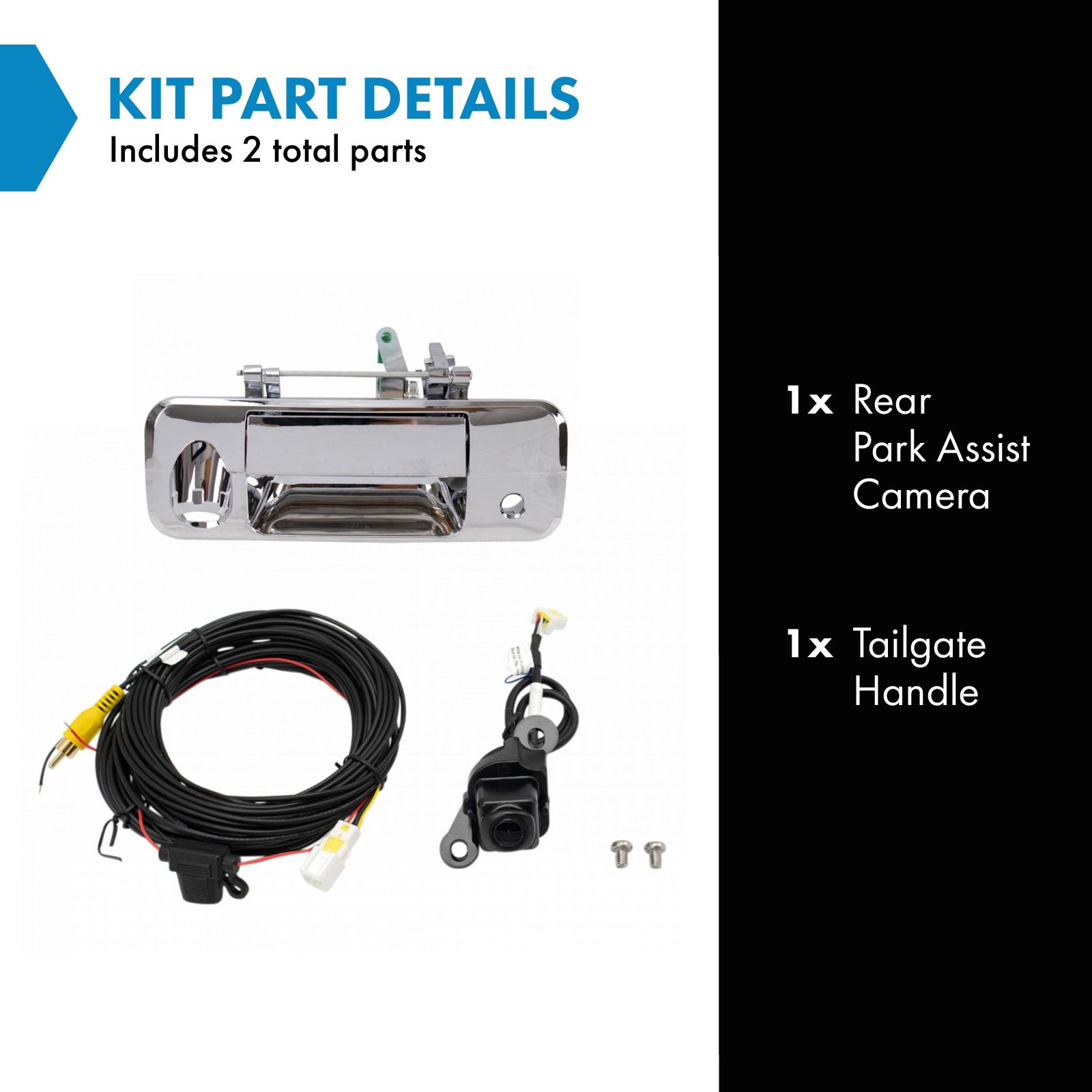 TRQ Rear View Camera Kit Chrome Compatible with 2007-2013 Toyota Tundra