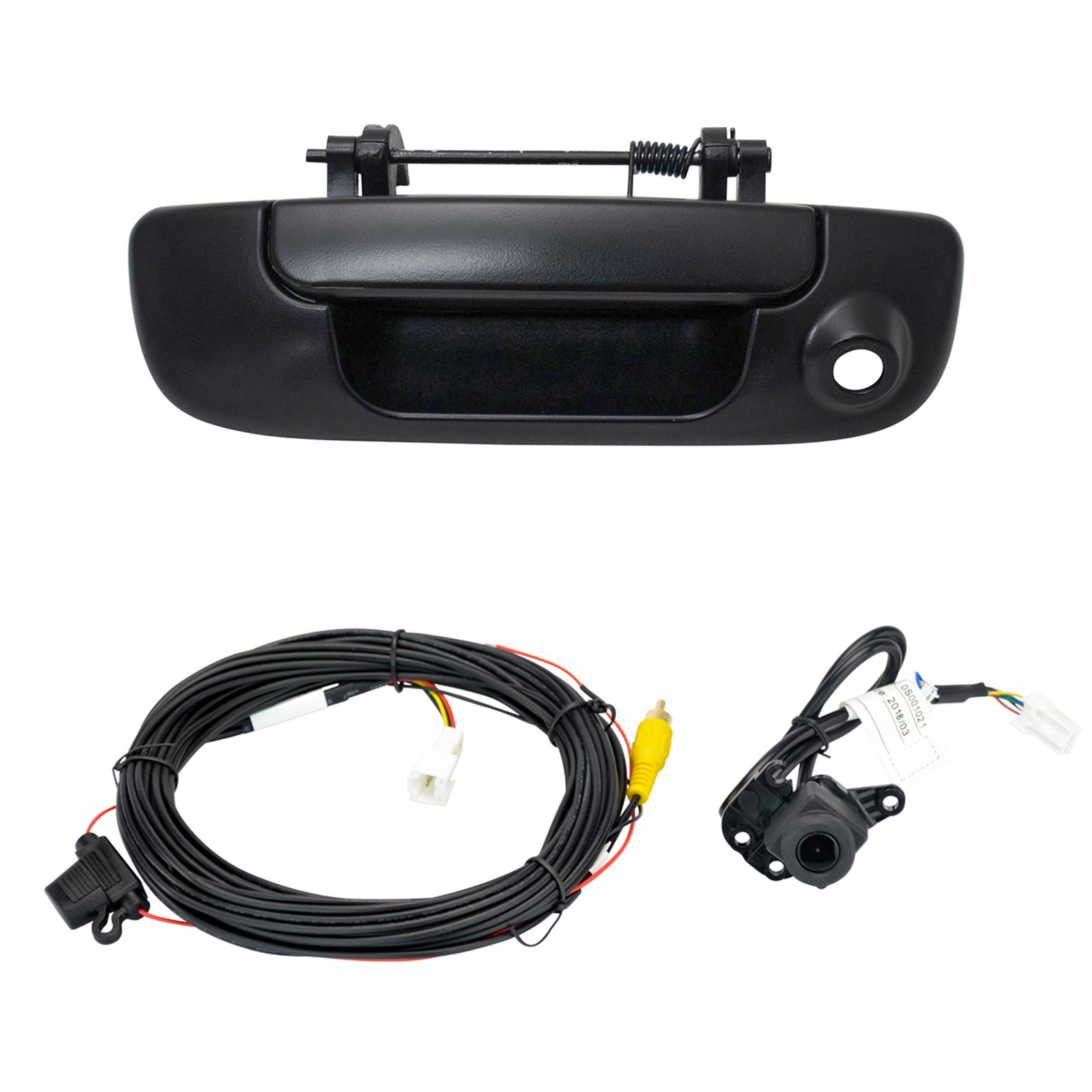 TRQ Rear View Backup Camera Add-on Kit w/ Wiring & Handle Compatible with Ram 1500 2500 3500