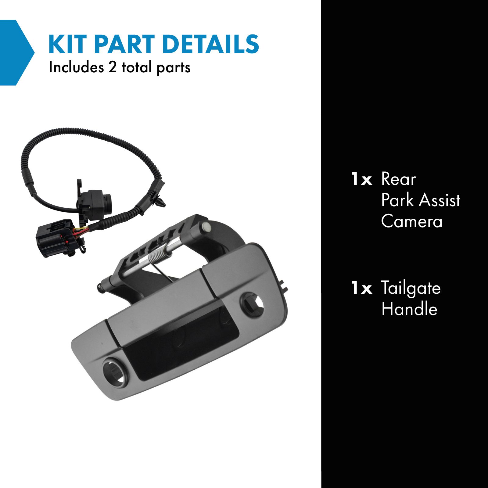 TRQ Rear View Camera Kit Black Compatible with 2009-2010 Dodge Ram 1500 2010 Ram 2500, 3500 2011-2012 1500 2500 3500 CH1960100