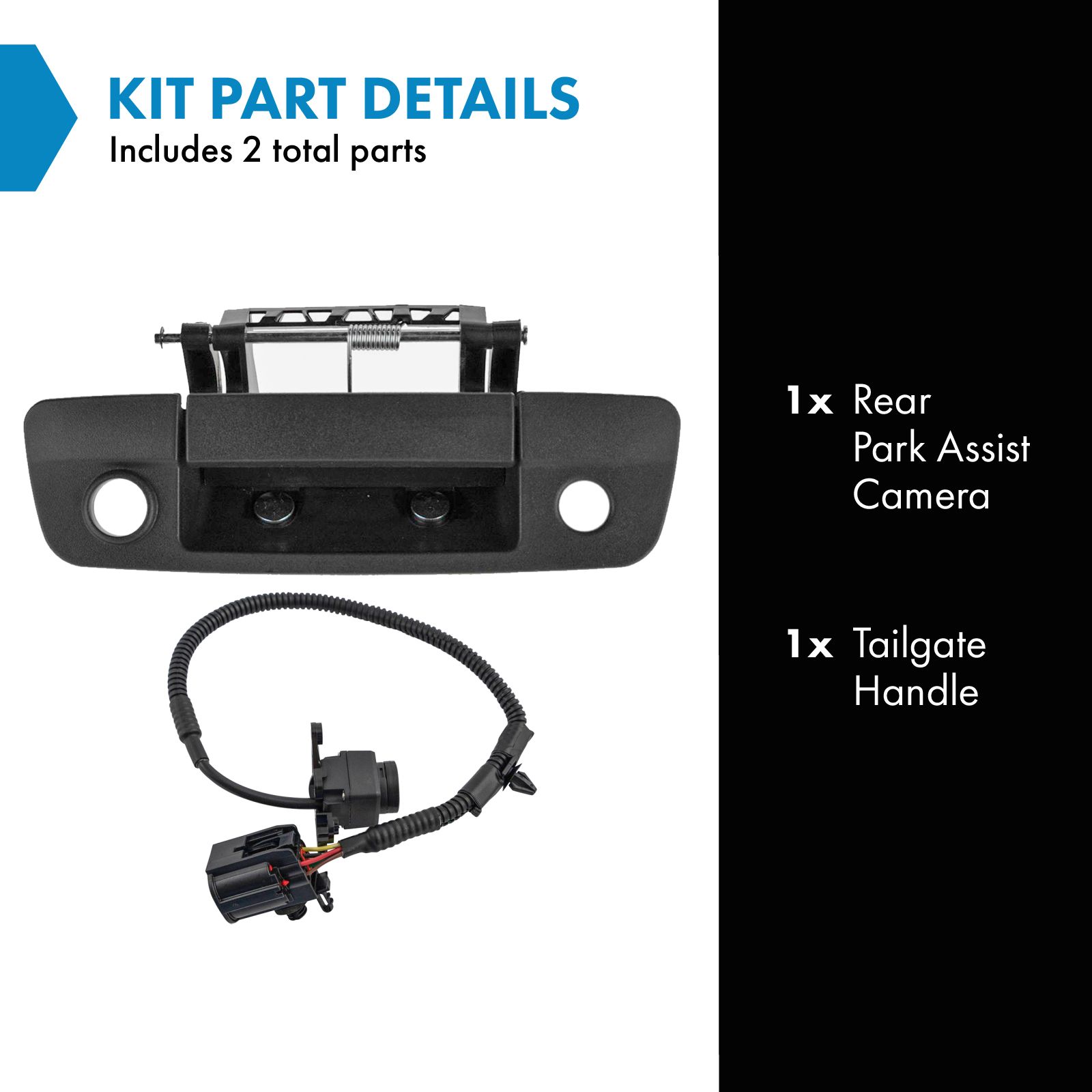 TRQ Rear View Camera Kit Black Compatible with 2009-2010 Dodge Ram 1500 2010 Ram 2500, 3500 2011-2012 1500 2500 3500 CH1960100