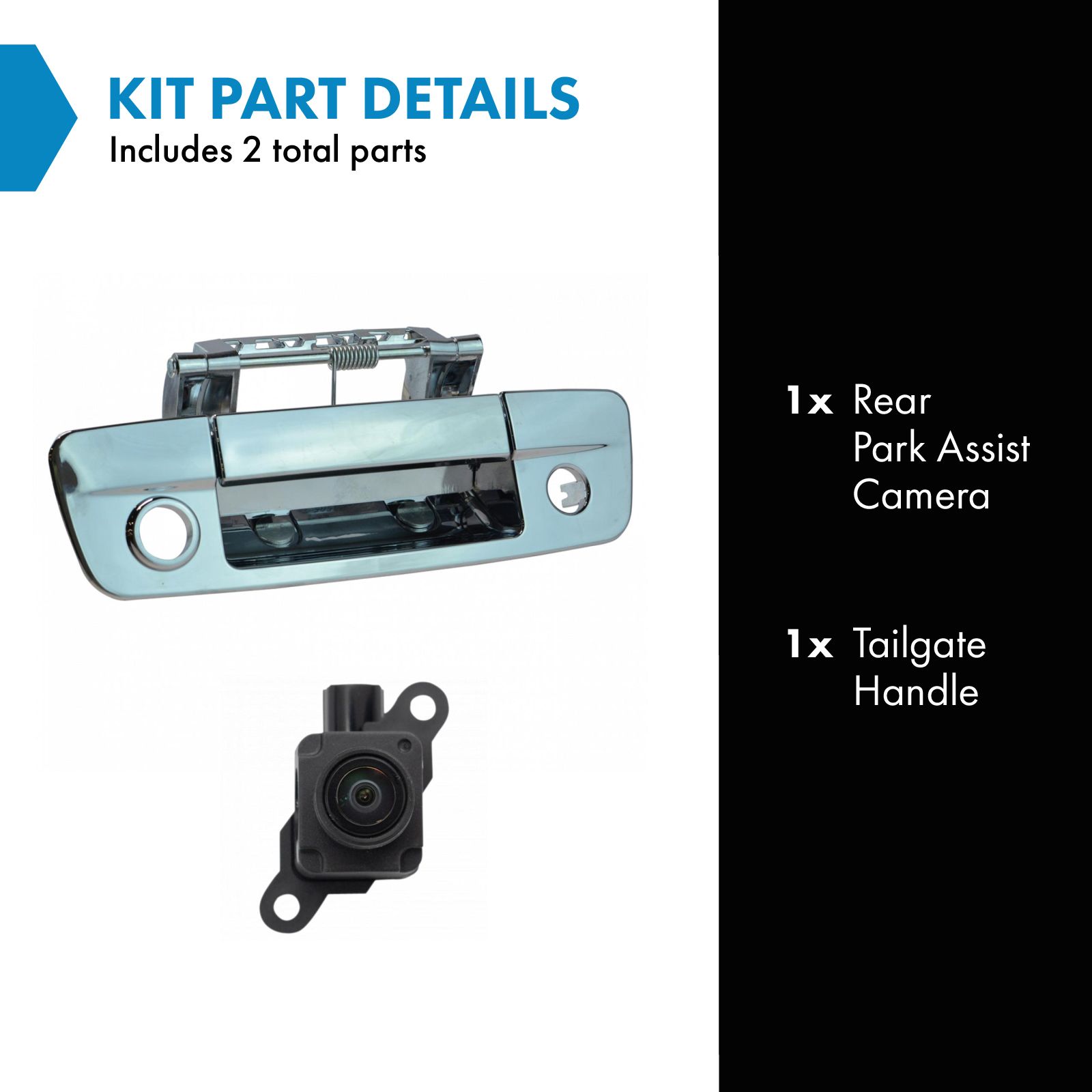 TRQ Rear View Camera Kit Set Chrome for Ram Pickup Truck New