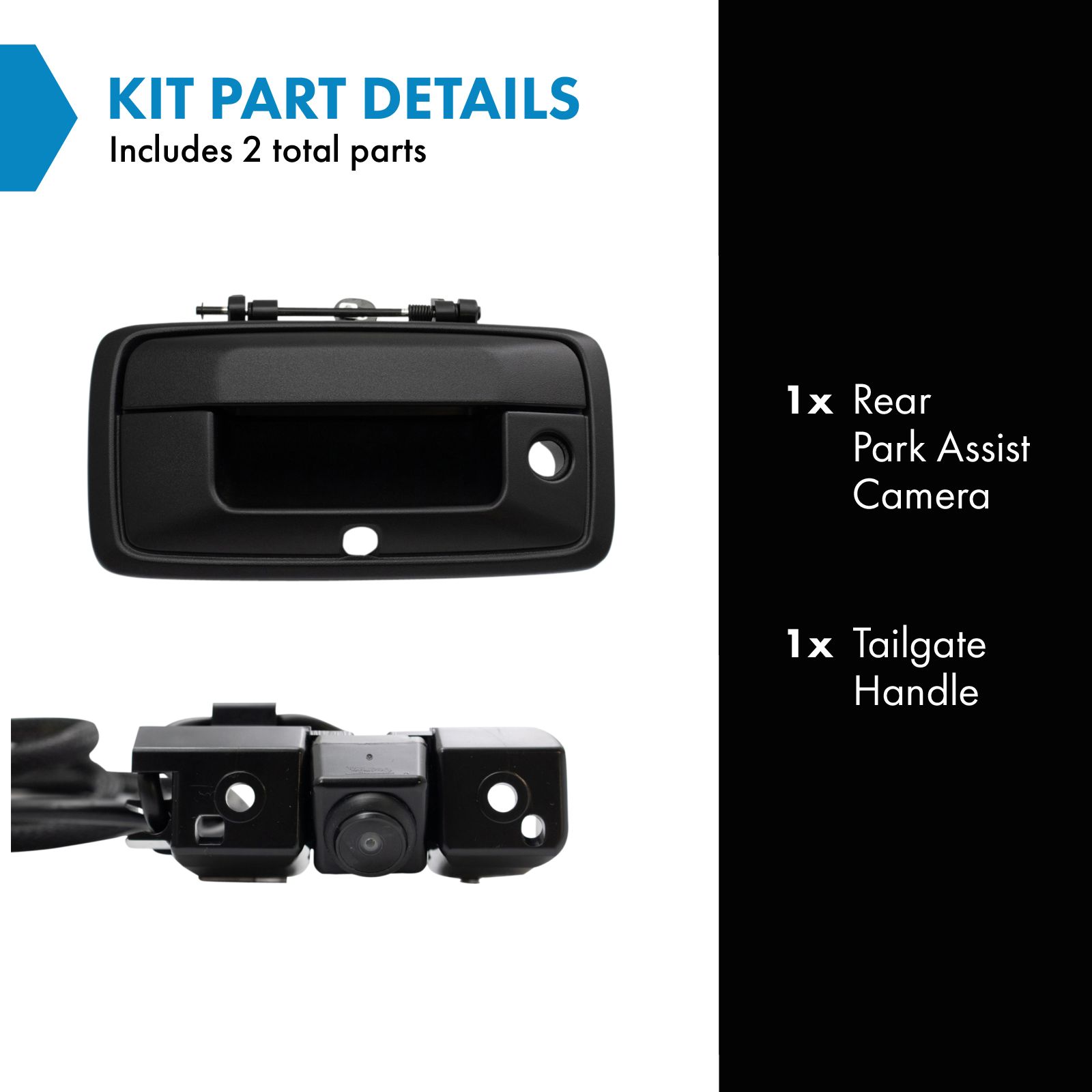 TRQ Rear View Camera Textured Black Kit Set for Silverado Sierra Pickup Truck