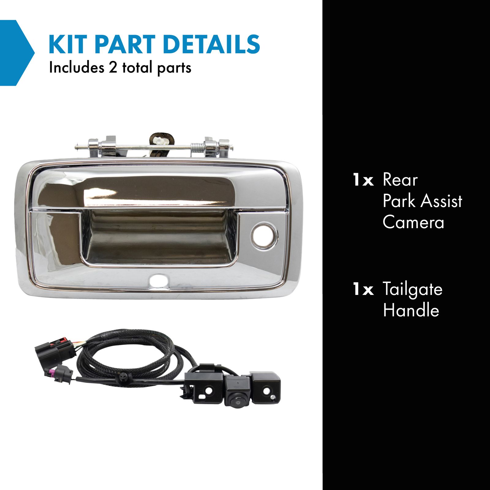 TRQ Rear View Camera Chrome Kit Set for Silverado Sierra Pickup Truck