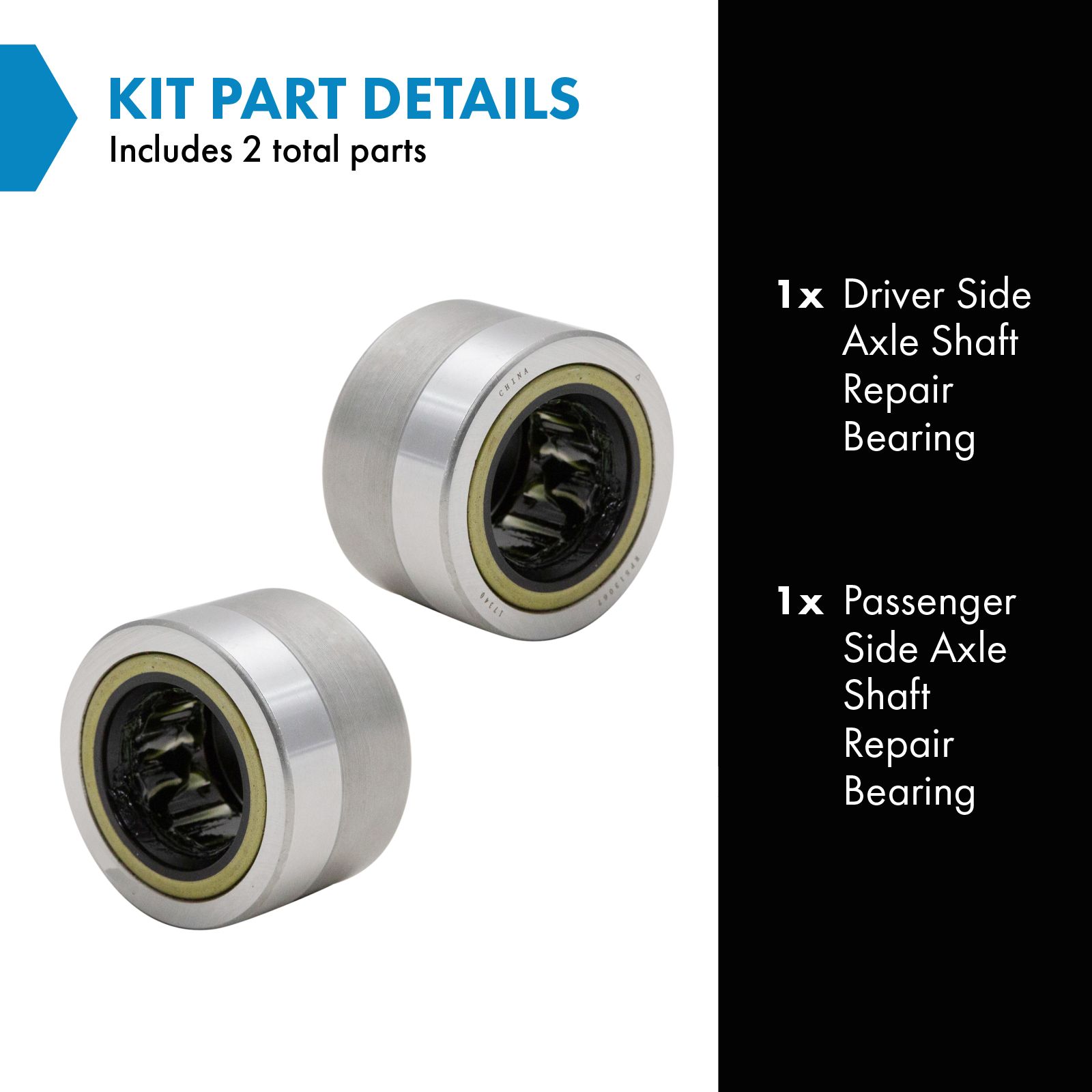 TRQ Rear Driver and Passenger Side Axle Shaft Repair Bearing Pair for 1999-2014 Chevrolet Silverado 1500 2500 GMC Sierra 1500 2500 2000-2006 Suburban 1500 GMC Yukon XL 2001-2006 Yukon