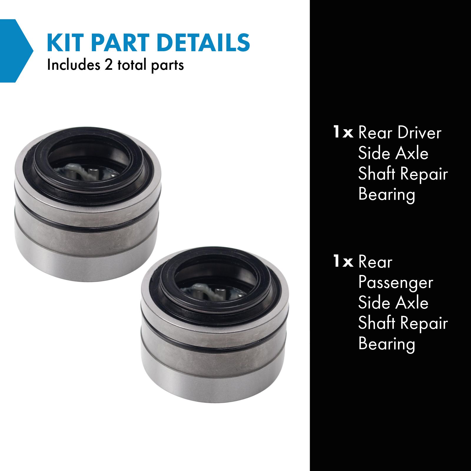 TRQ Rear Axle Shaft Repair Bearing Driver & Passenger Side Compatible with 84-03 Dodge 80-17 Ford 98-02 Lincoln
