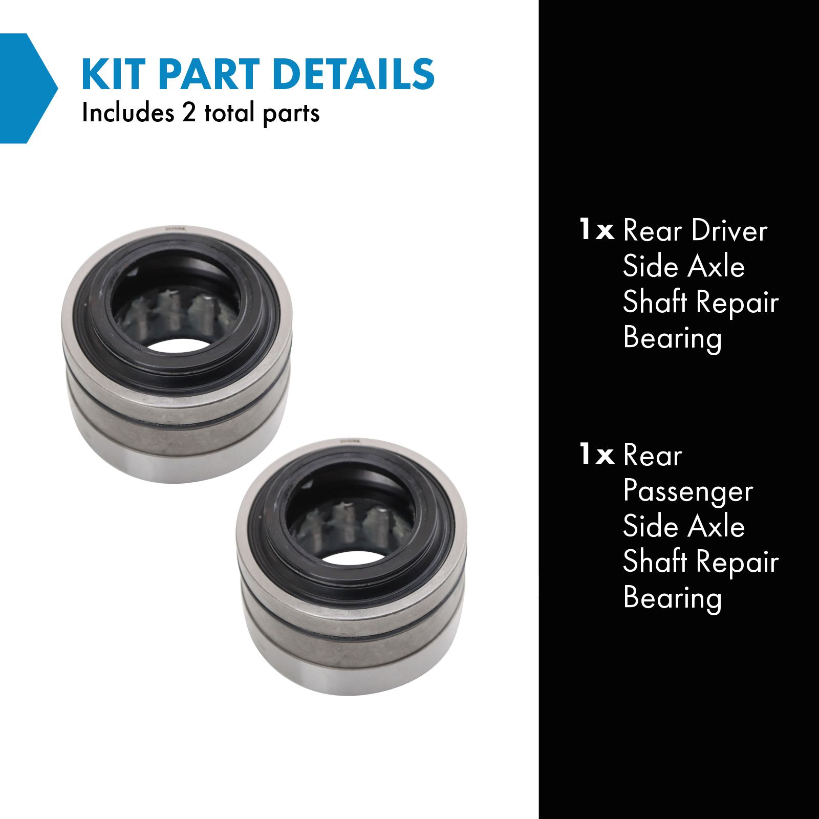 TRQ Rear Axle Shaft Repair Bearing Driver & Passenger Side Compatible with 81-16 Chevrolet GMC 03-09 Hummer