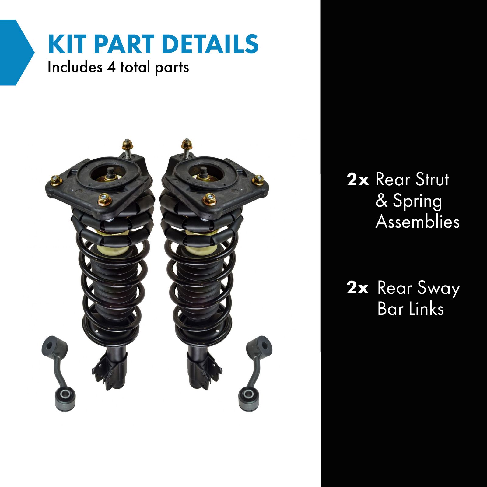 TRQ Rear Suspension Kit Complete Strut & Coil Spring Assembly Sway Bar ...