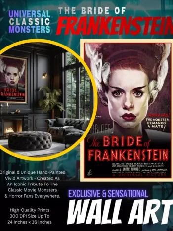 Universal Monsters The Bride Of Frankenstein - Classic Horror Movie Poster Art