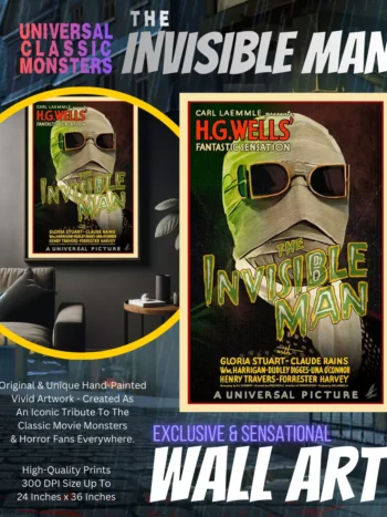 Universal Monsters The Invisible Man - Classic Horror Movie Poster Art