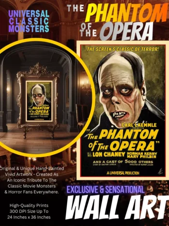 Universal Monsters The Phantom Of The Opera - Classic Horror Movie Poster Art