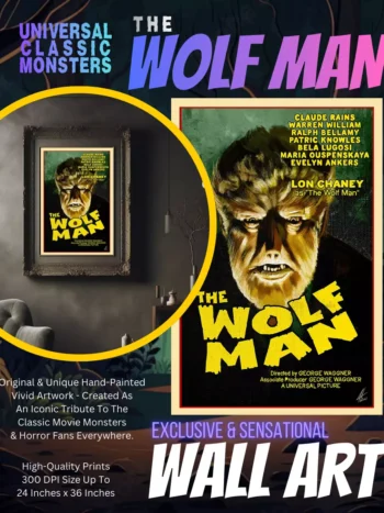 Universal Monsters The Wolfman - Classic Horror Movie Poster Art