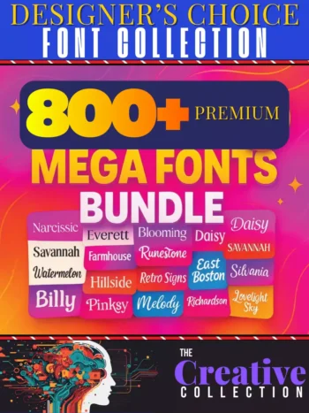 800+ Premium Mega Fonts Bundle
