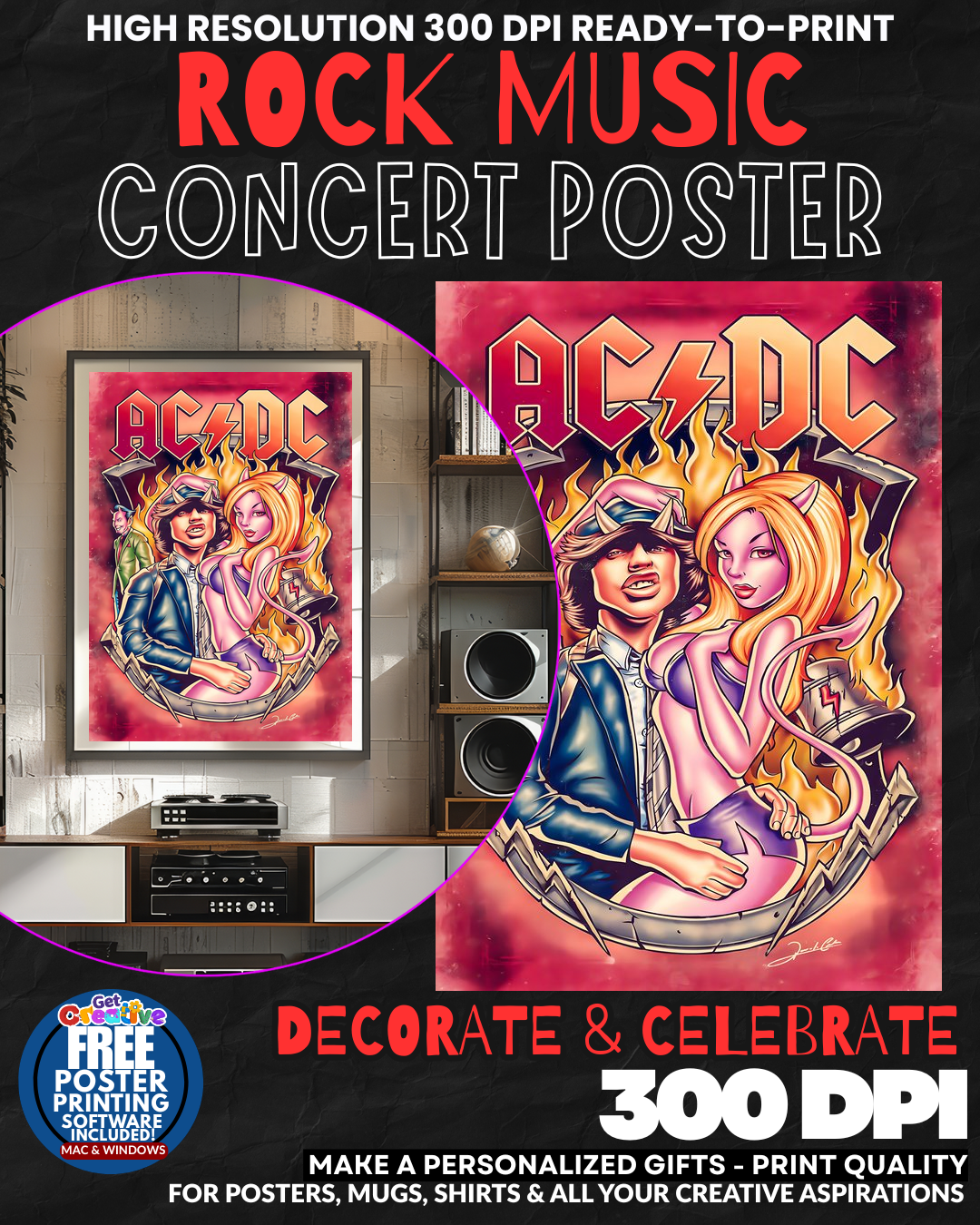 Acdc 9 Music Rock Concert Poster Wall Art