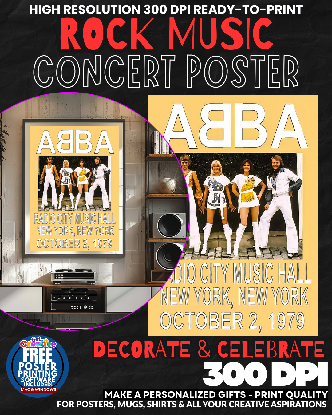 Abba 1 Music Rock Concert Poster Wall Art